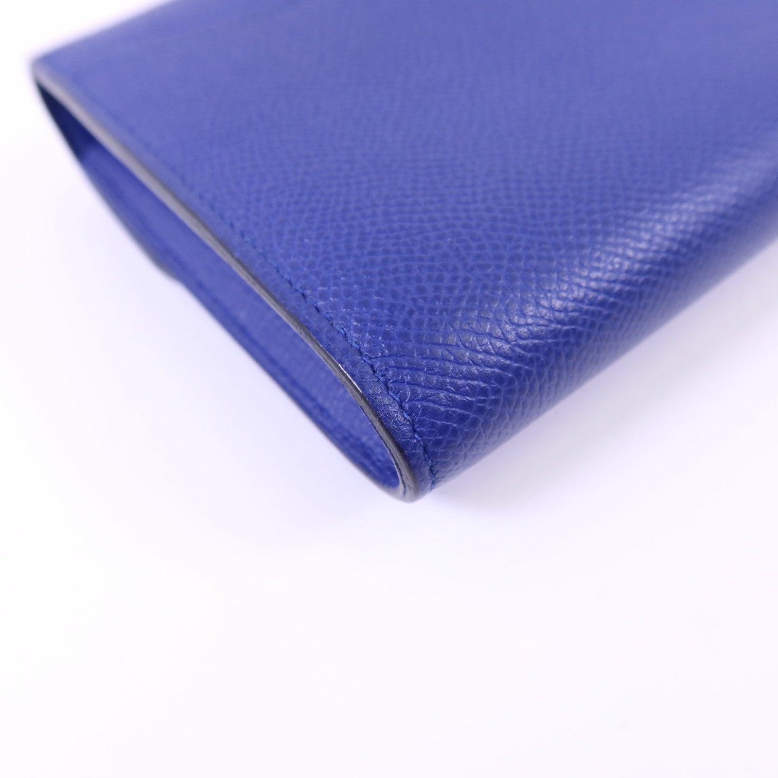 HERMES Epsom皮革Constance金扣錢包Bleu Electrique