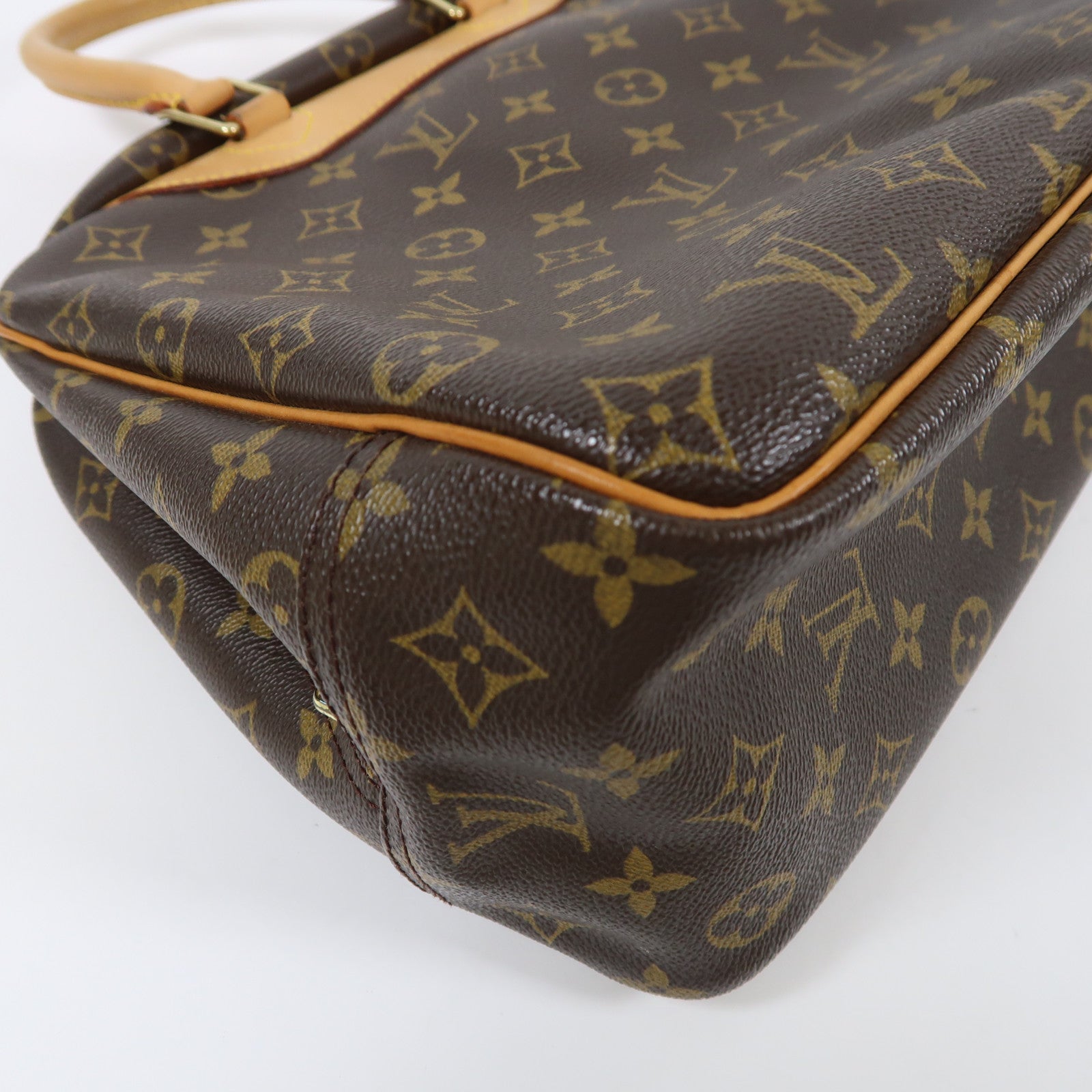 LOUIS VUITTON Monogram Deauville GM Handbag金扣手挽袋啡色