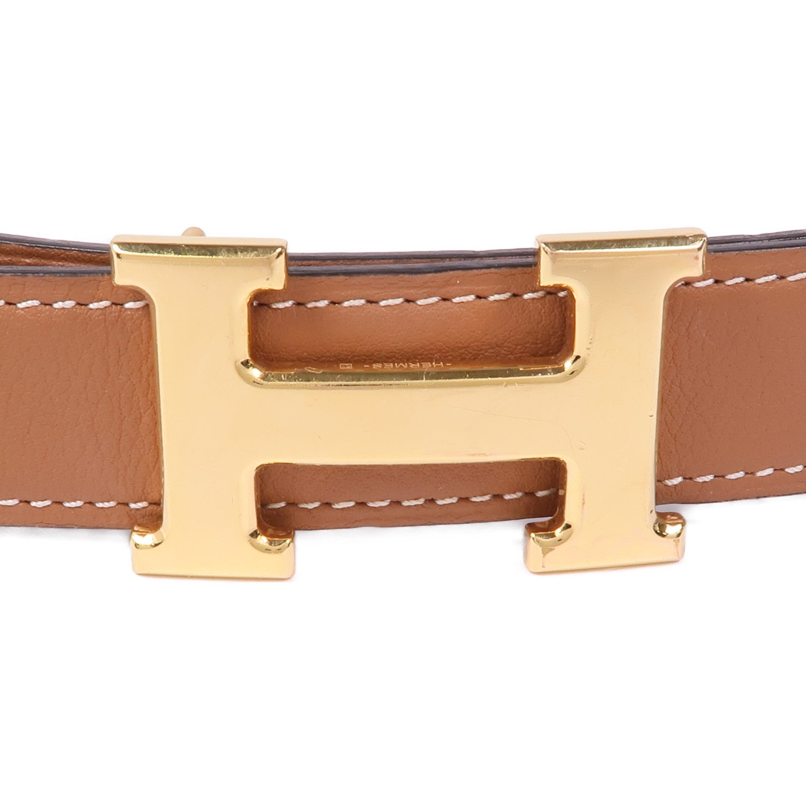 HERMES Swift/Epsom皮革Belt 80cm金扣皮帶Gold/Rough H