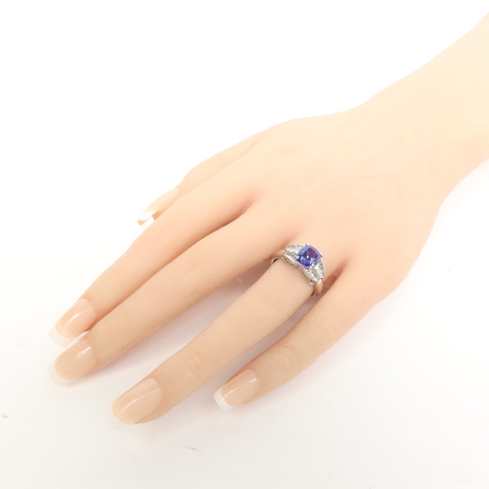 JEWELRY 【激減優惠】PT900鉑金Tanzanite Ring坦桑石/鑽石戒指US#7