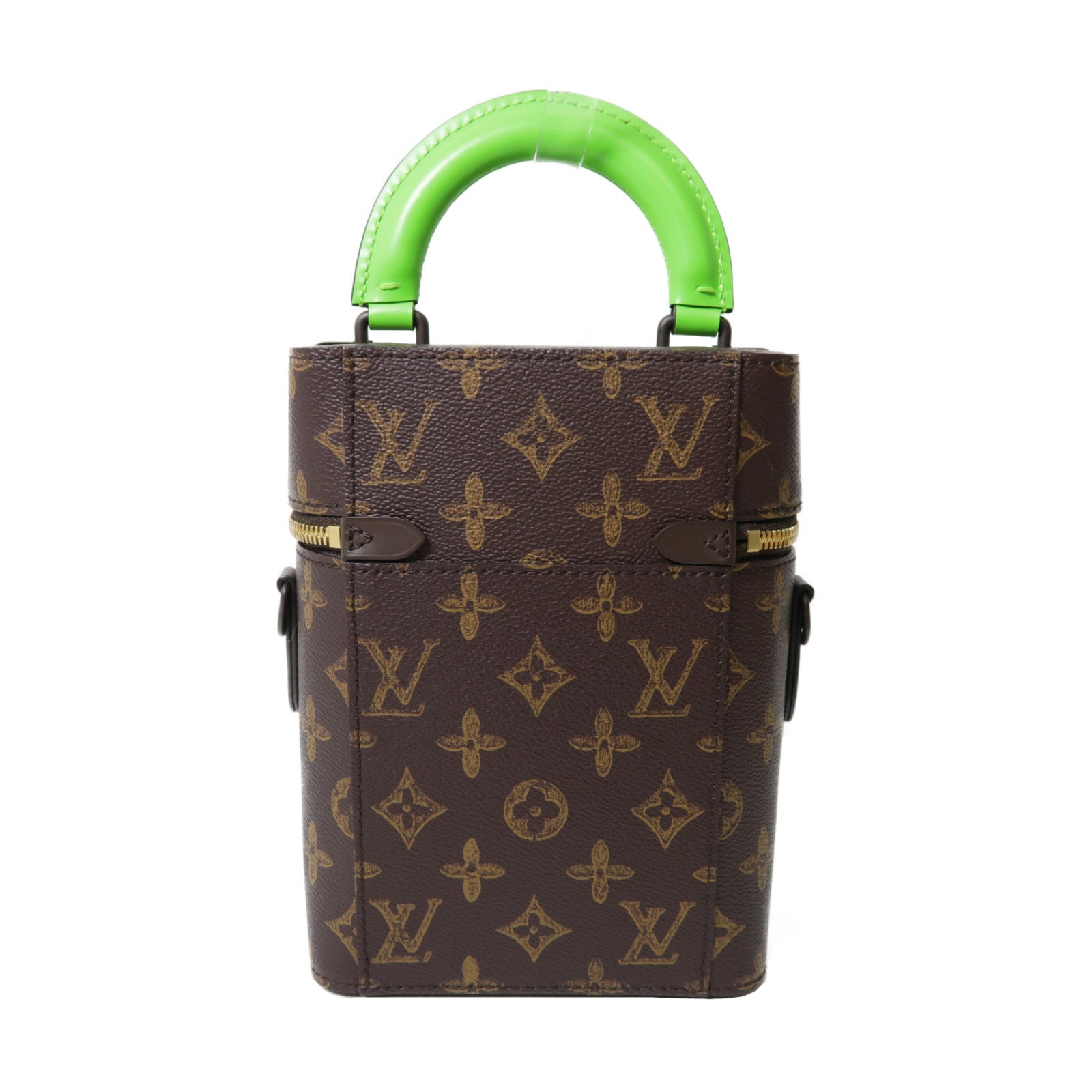 LOUIS VUITTON 【清倉大減價】Monogram Vertical Box Trunk金扣手挽肩背兩用袋啡色/綠色