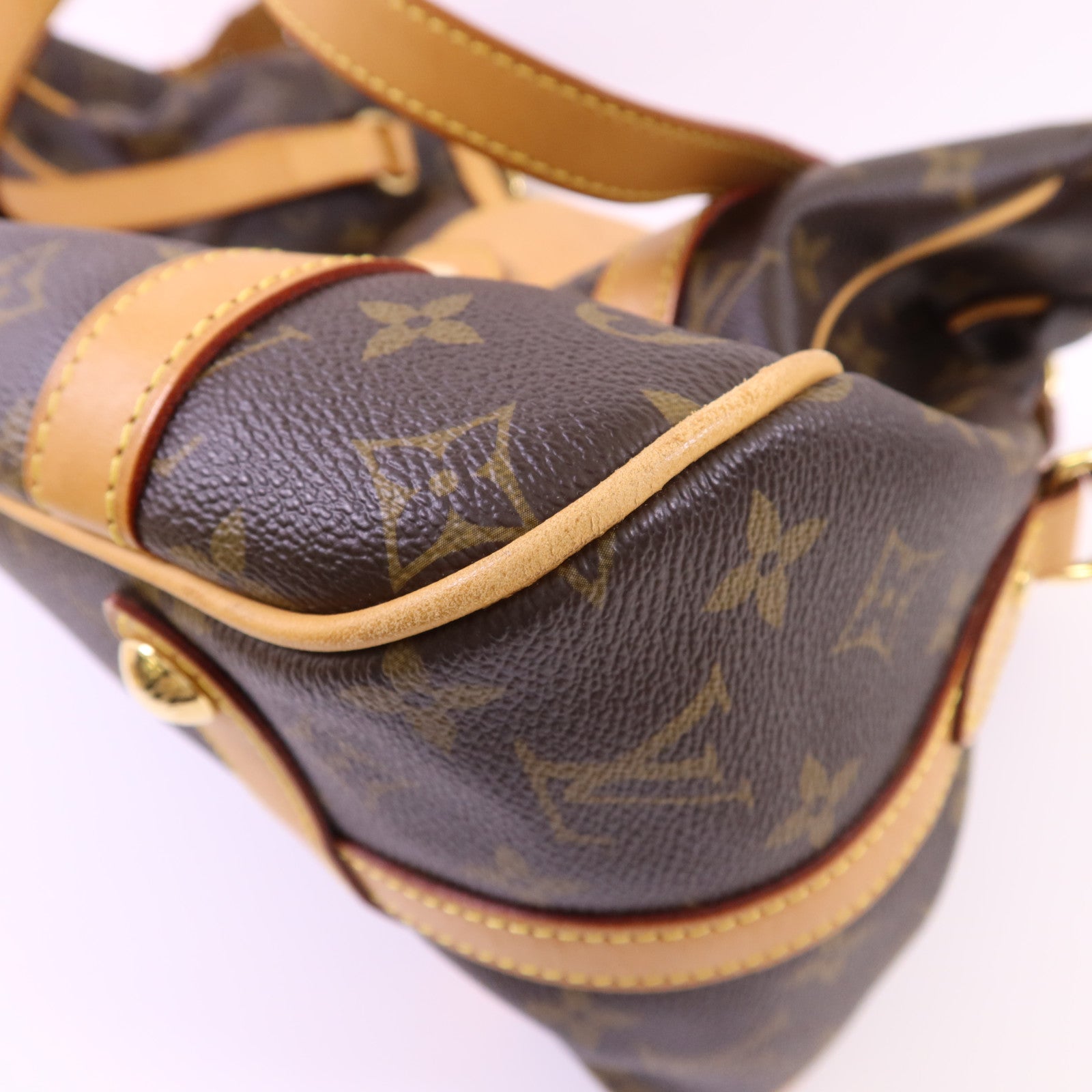 LOUIS VUITTON Monogram Stresa PM金扣肩背袋棕色