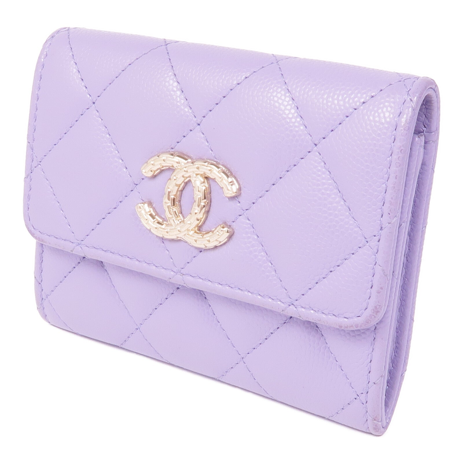 CHANEL 牛皮皮革Wallet金扣錢包