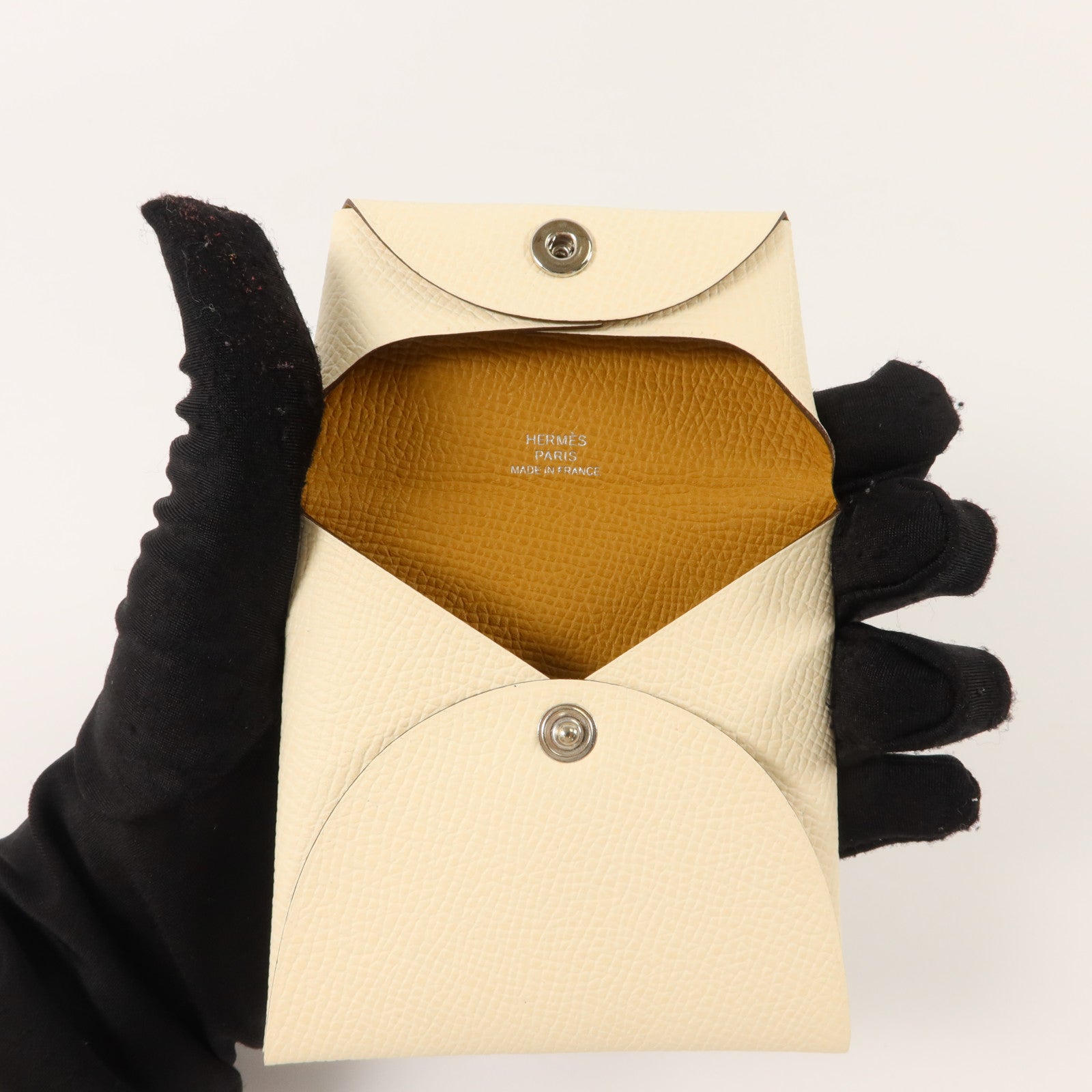HERMES Epsom皮革Bastia Change Purse零錢包Nata/Biscuit