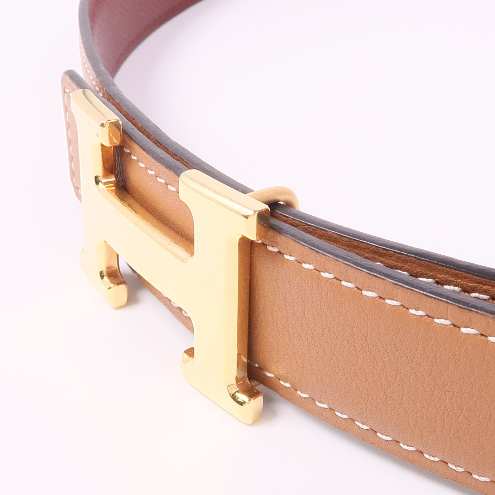 HERMES Swift/Epsom皮革Belt 80cm金扣皮帶Gold/Rough H
