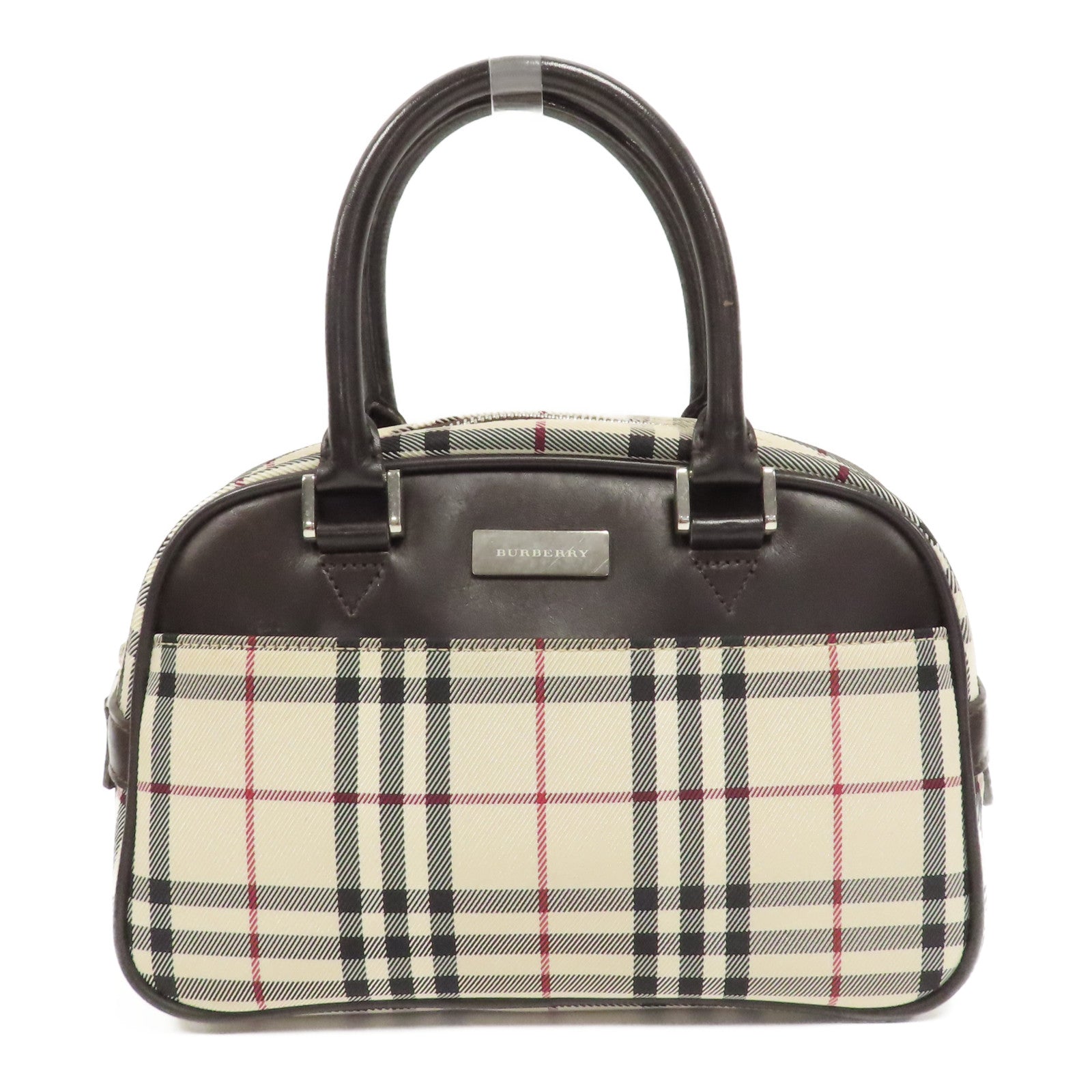 BURBERRY 帆布Hand Bag銀扣手挽袋米色/啡色