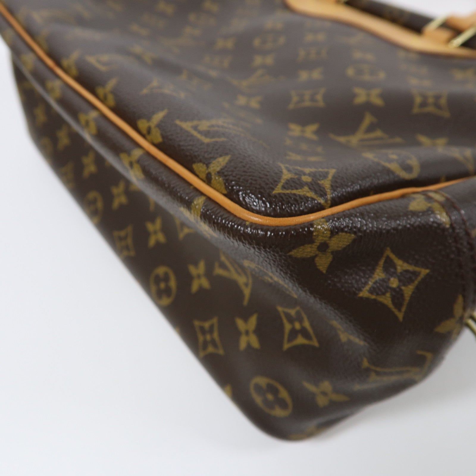 LOUIS VUITTON Monogram Deauville GM Handbag金扣手挽袋啡色