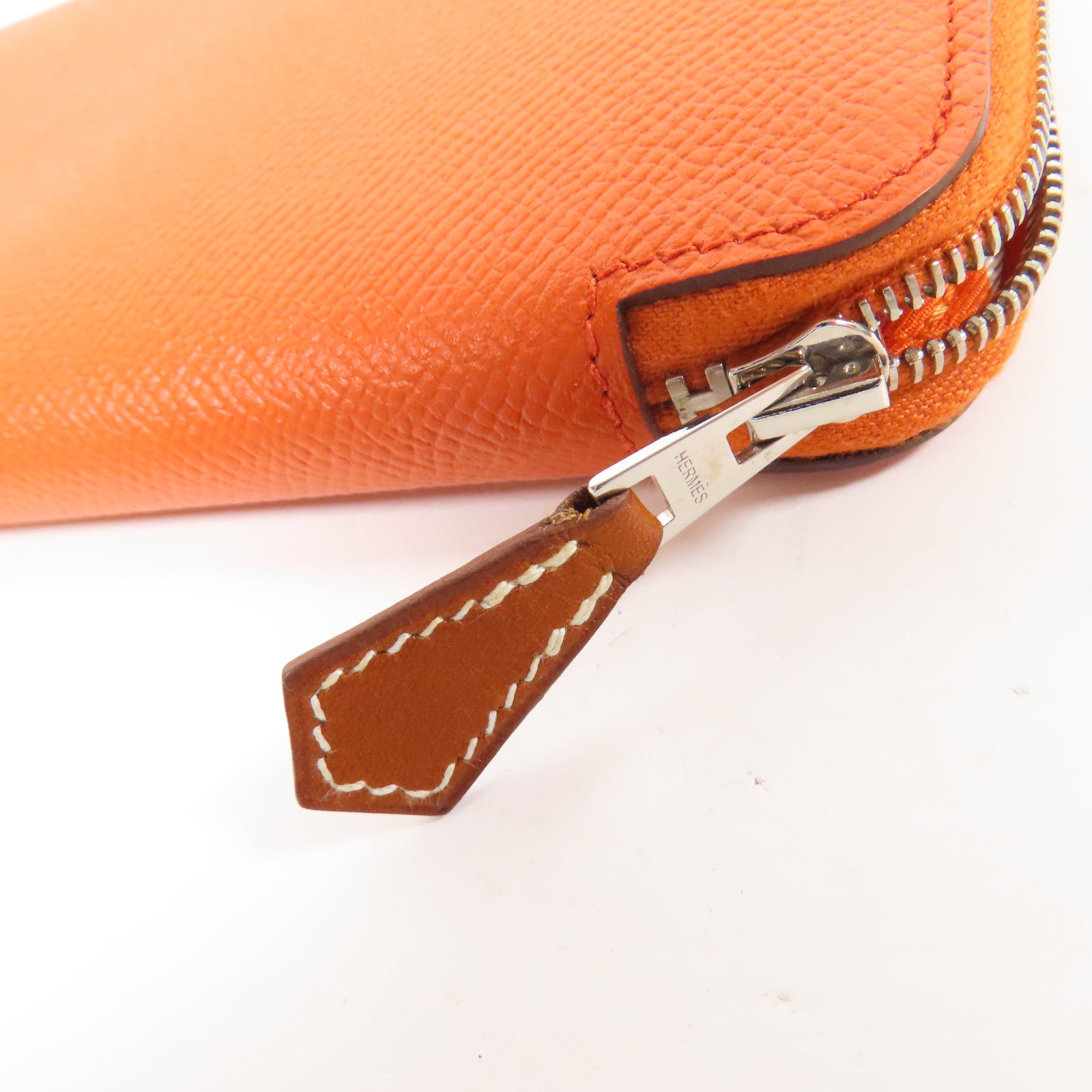 HERMES 【激減優惠】Epsom皮革Silk In Long Wallet銀扣長錢包Orange