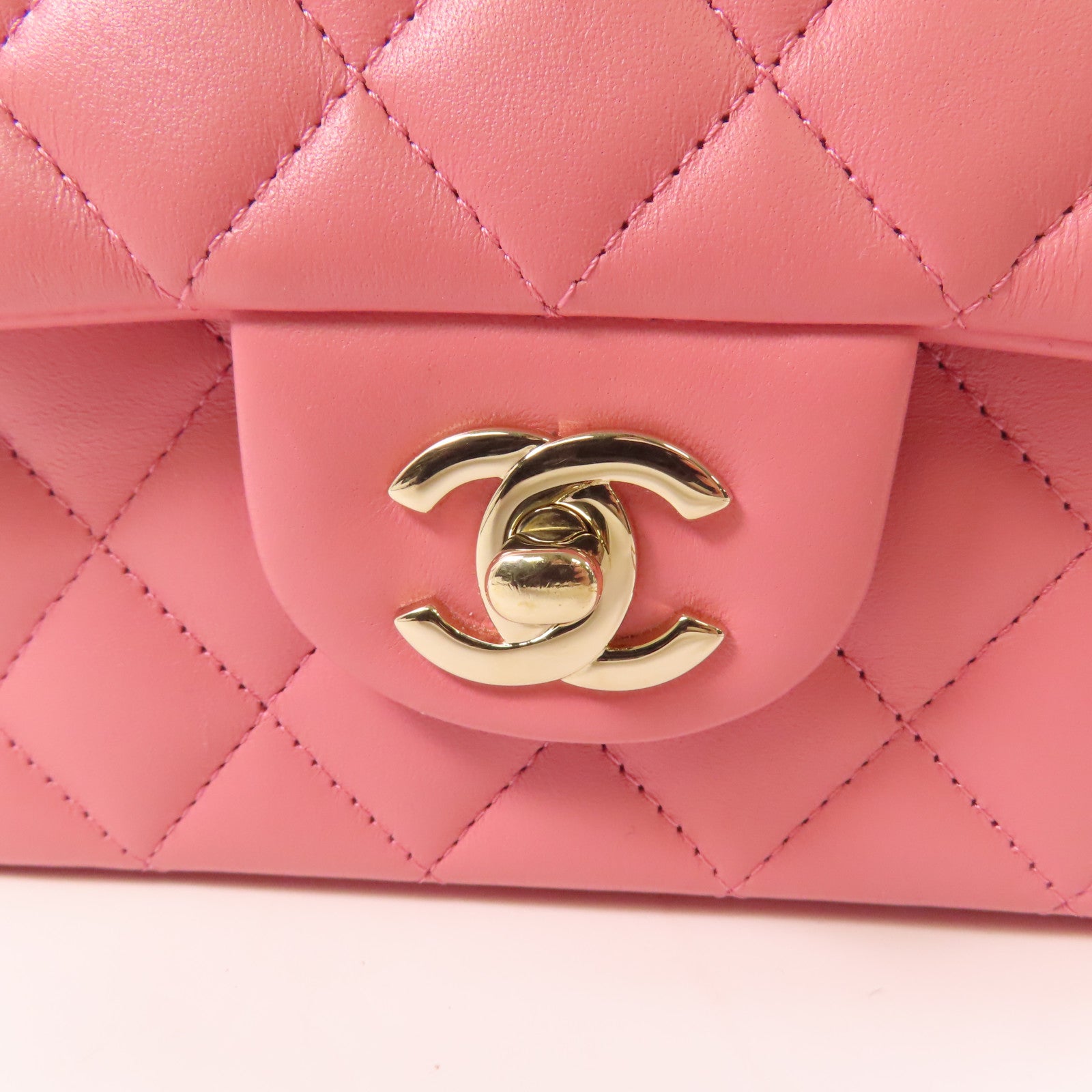 CHANEL 羊皮皮革Mini 20 With Handle銀扣手挽肩背兩用袋