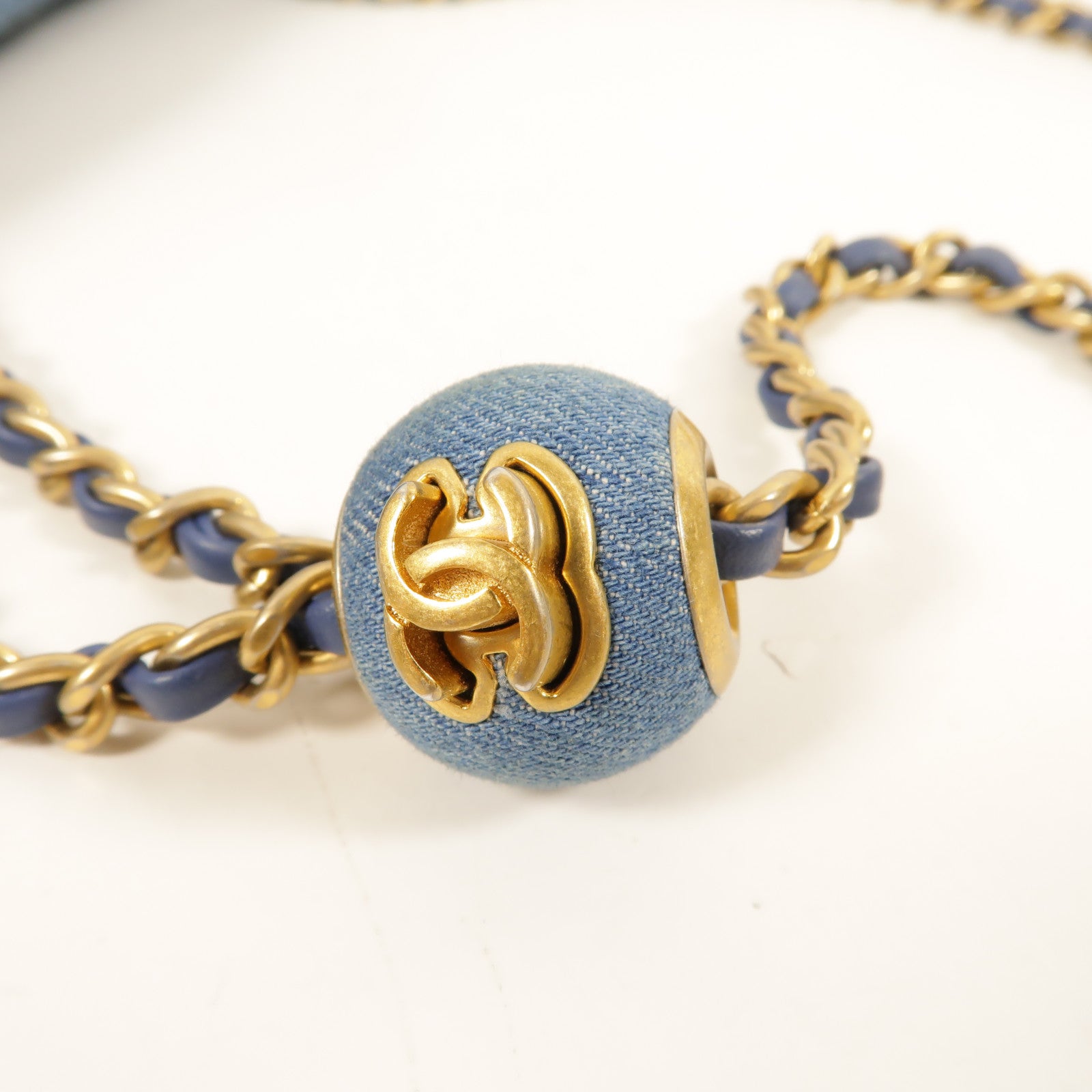 CHANEL Denim Mini Classic 20 Gold Ball肩背袋