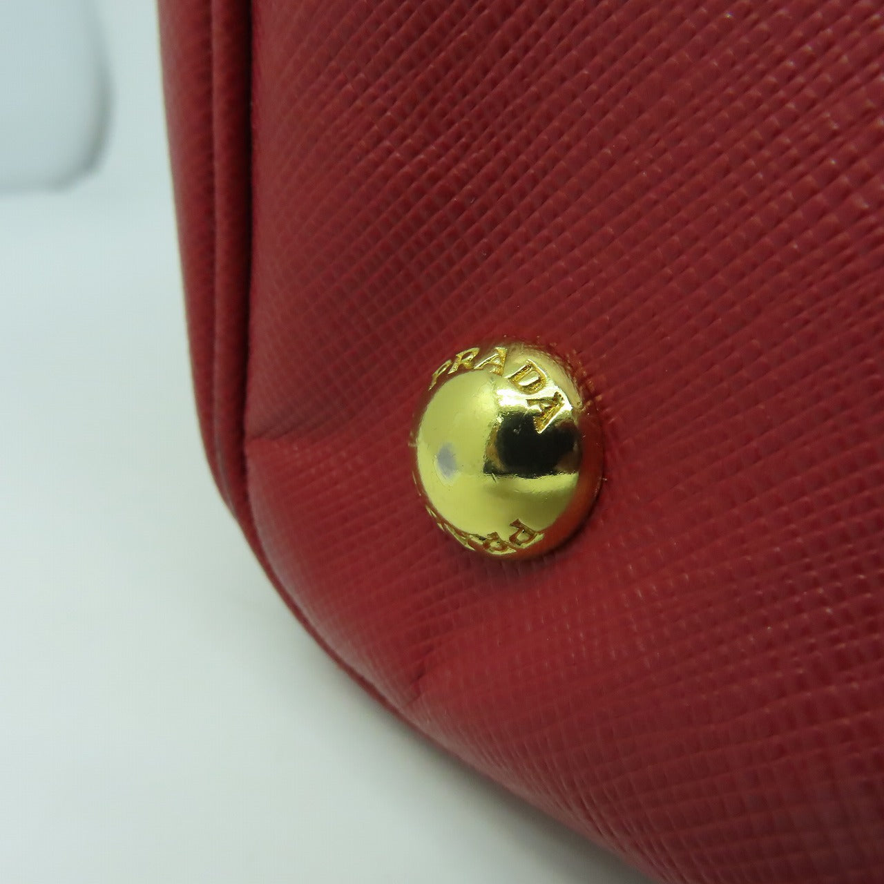 PRADA 【激減優惠】Saffiano皮革Hand Bag金扣手挽袋紅色