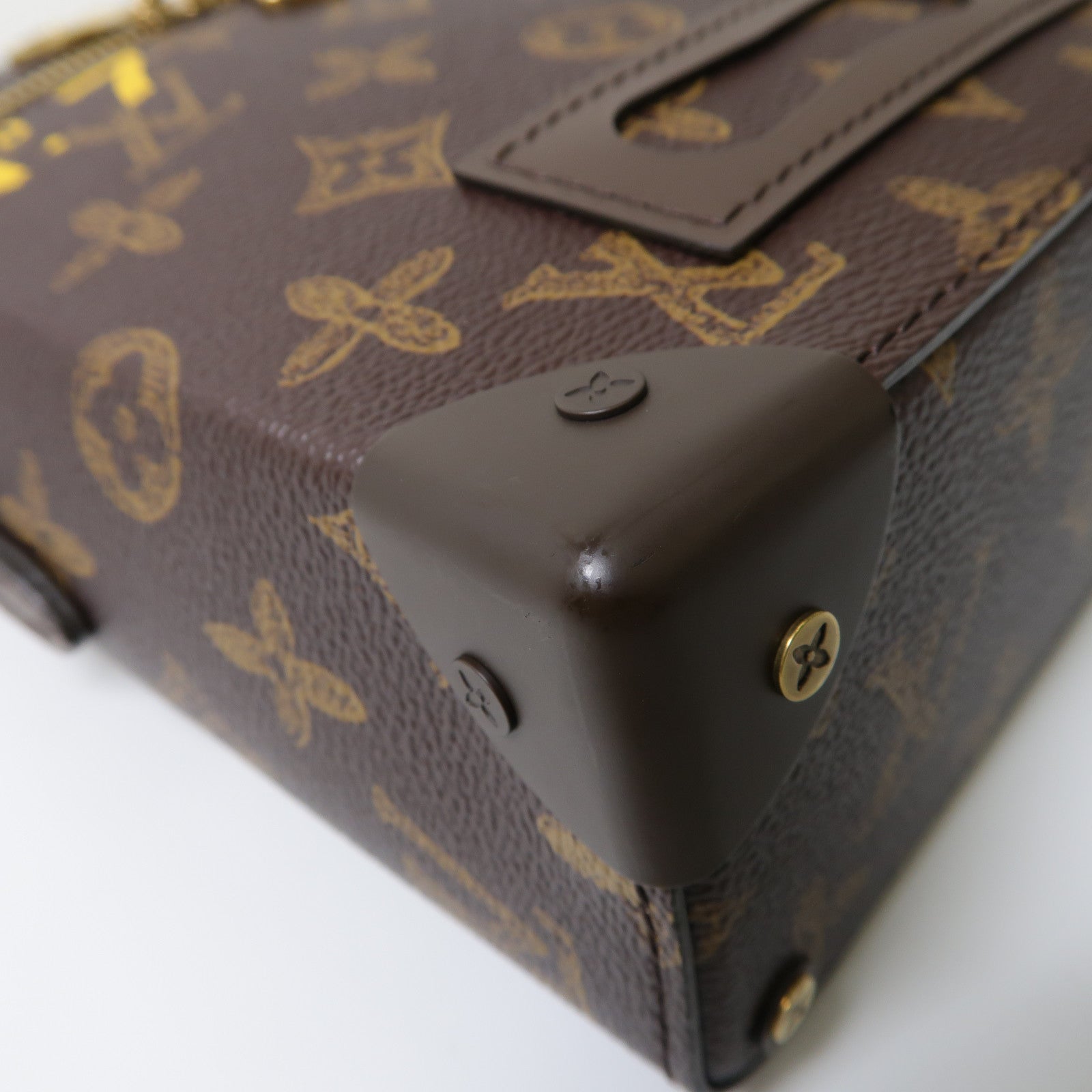 LOUIS VUITTON 【清倉大減價】Monogram Vertical Box Trunk金扣手挽肩背兩用袋啡色/綠色