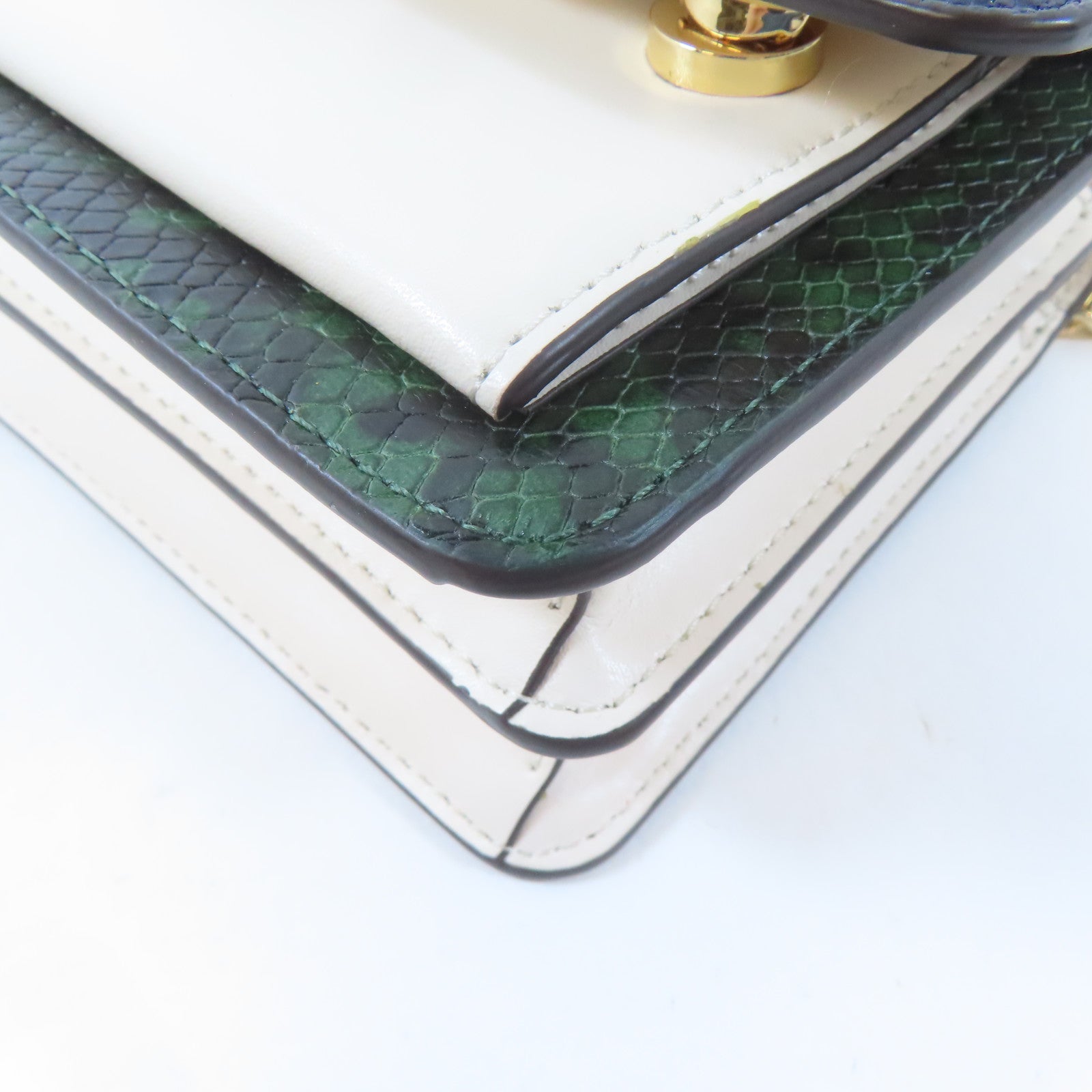 Michael Kors 牛皮皮革Chain Shoulder Bag金扣鏈帶肩背袋藍色/白色/綠色