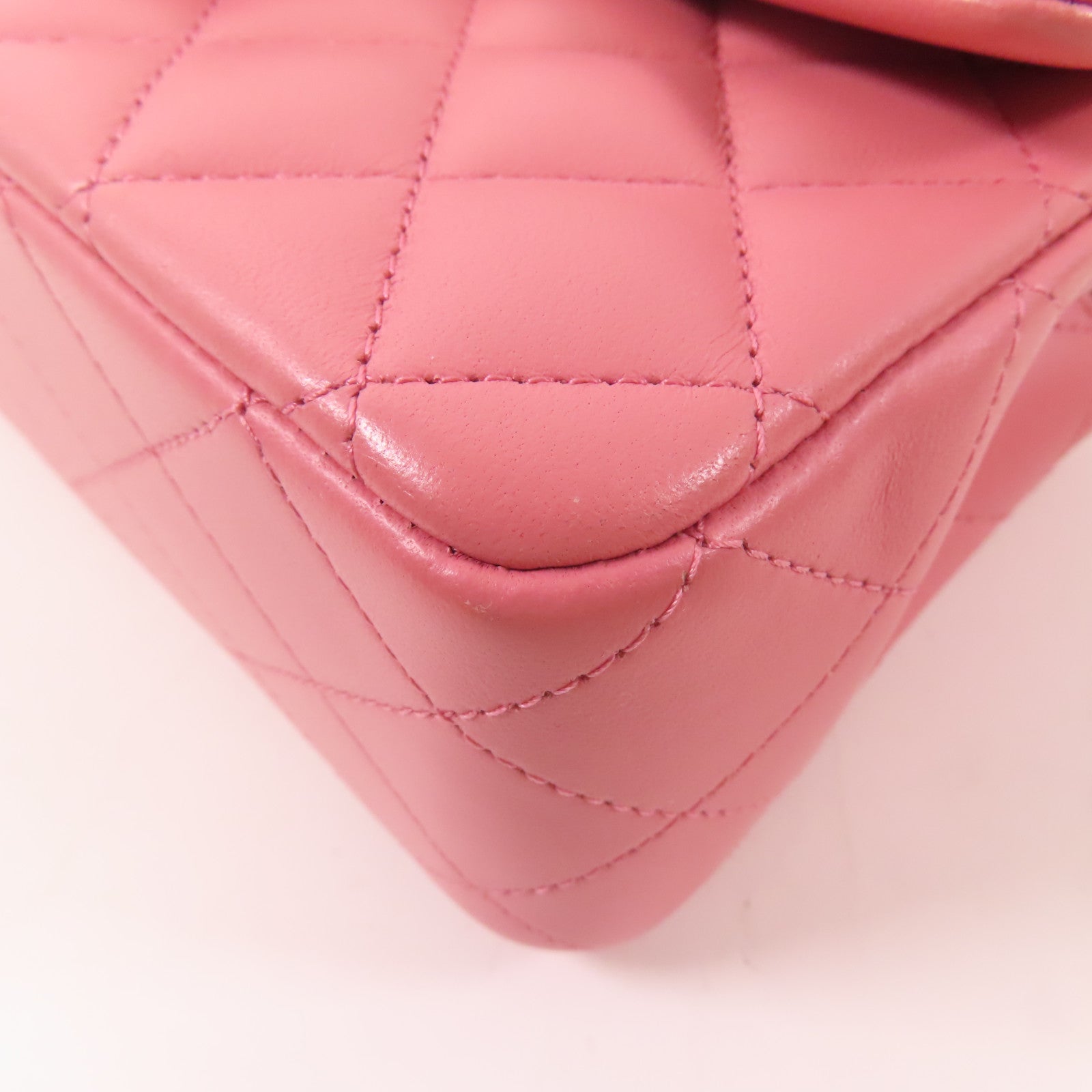 CHANEL 羊皮皮革Mini 20 With Handle銀扣手挽肩背兩用袋