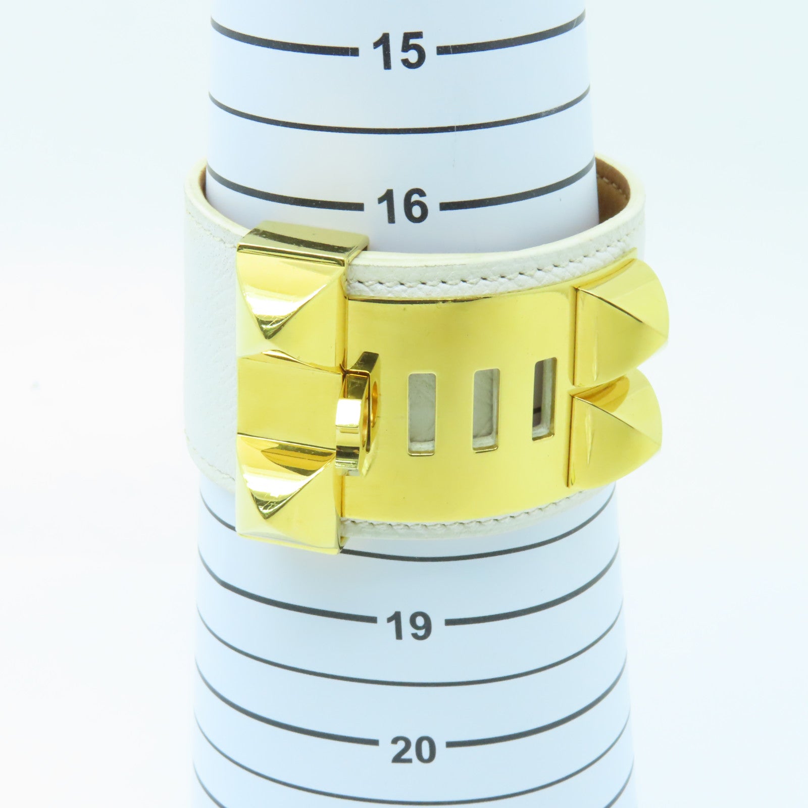 HERMES 【激減優惠】Epsom皮革COLLIER DE CHIEN金扣手鐲白色