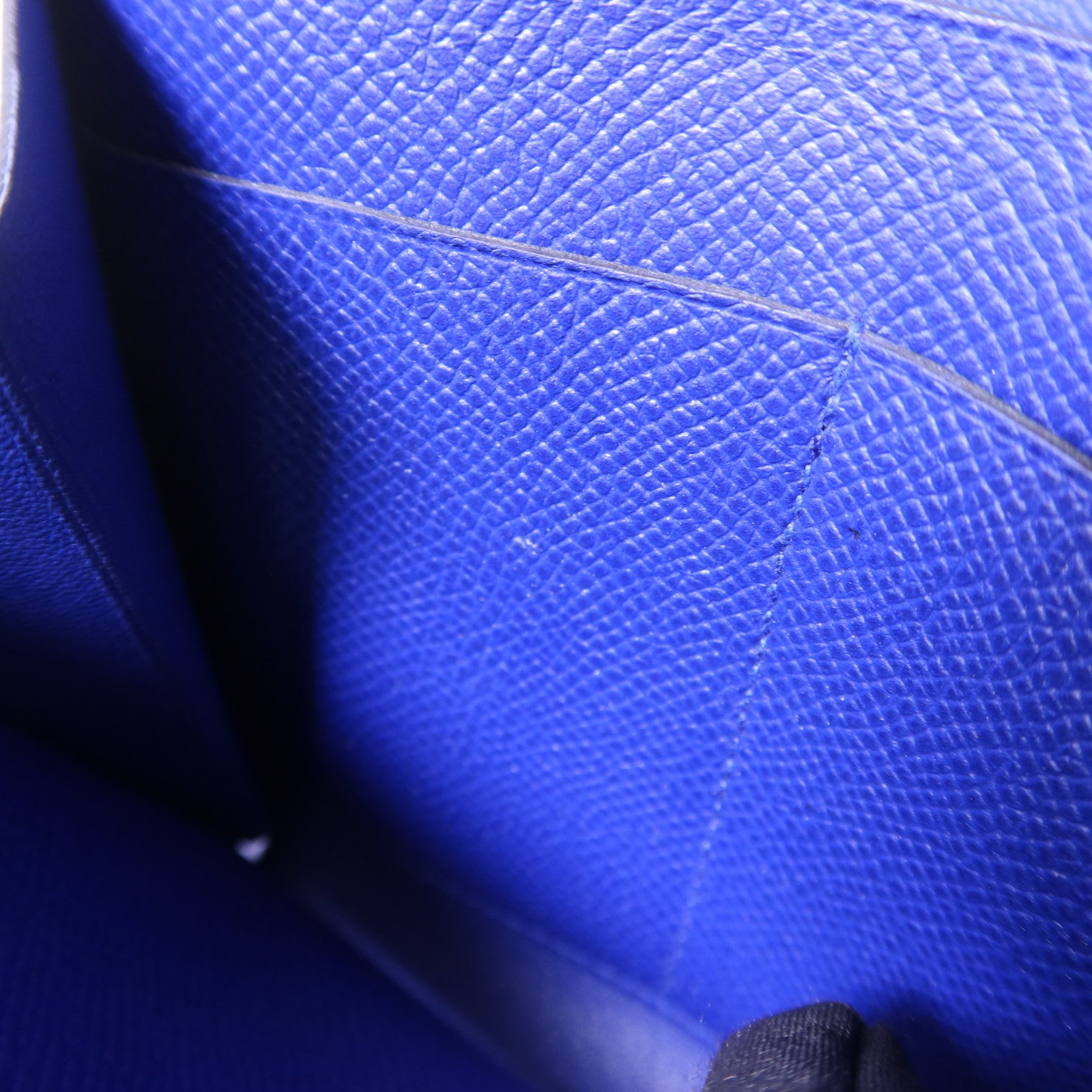 HERMES Epsom皮革Constance金扣錢包Bleu Electrique