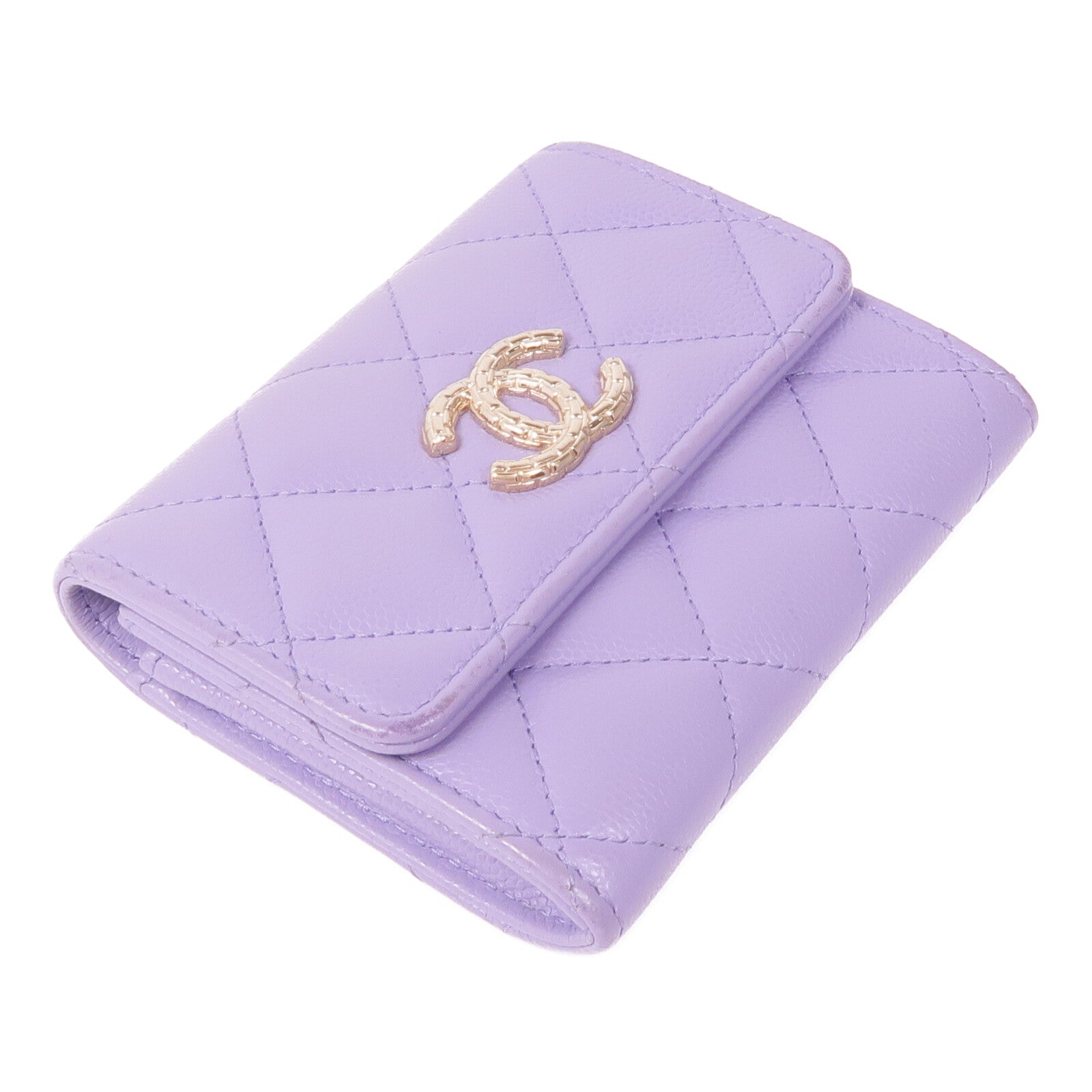 CHANEL 牛皮皮革Wallet金扣錢包