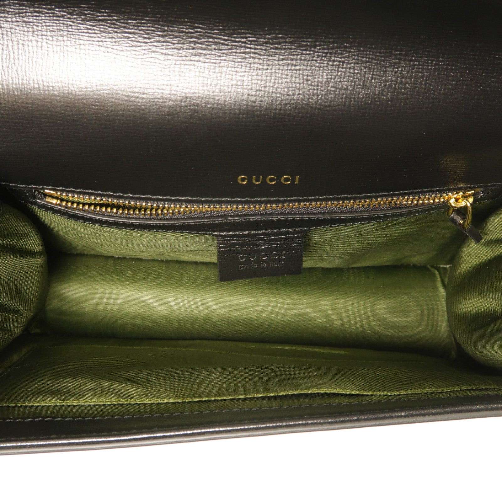 GUCCI GG GHW Shoulder Bag 589474 Calfskin Leather Black