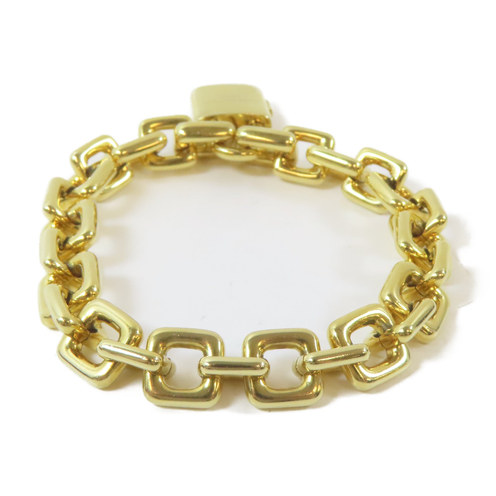 LOUIS VUITTON 18K黃金Padlock Charm Bracelet手鏈#16.5cm