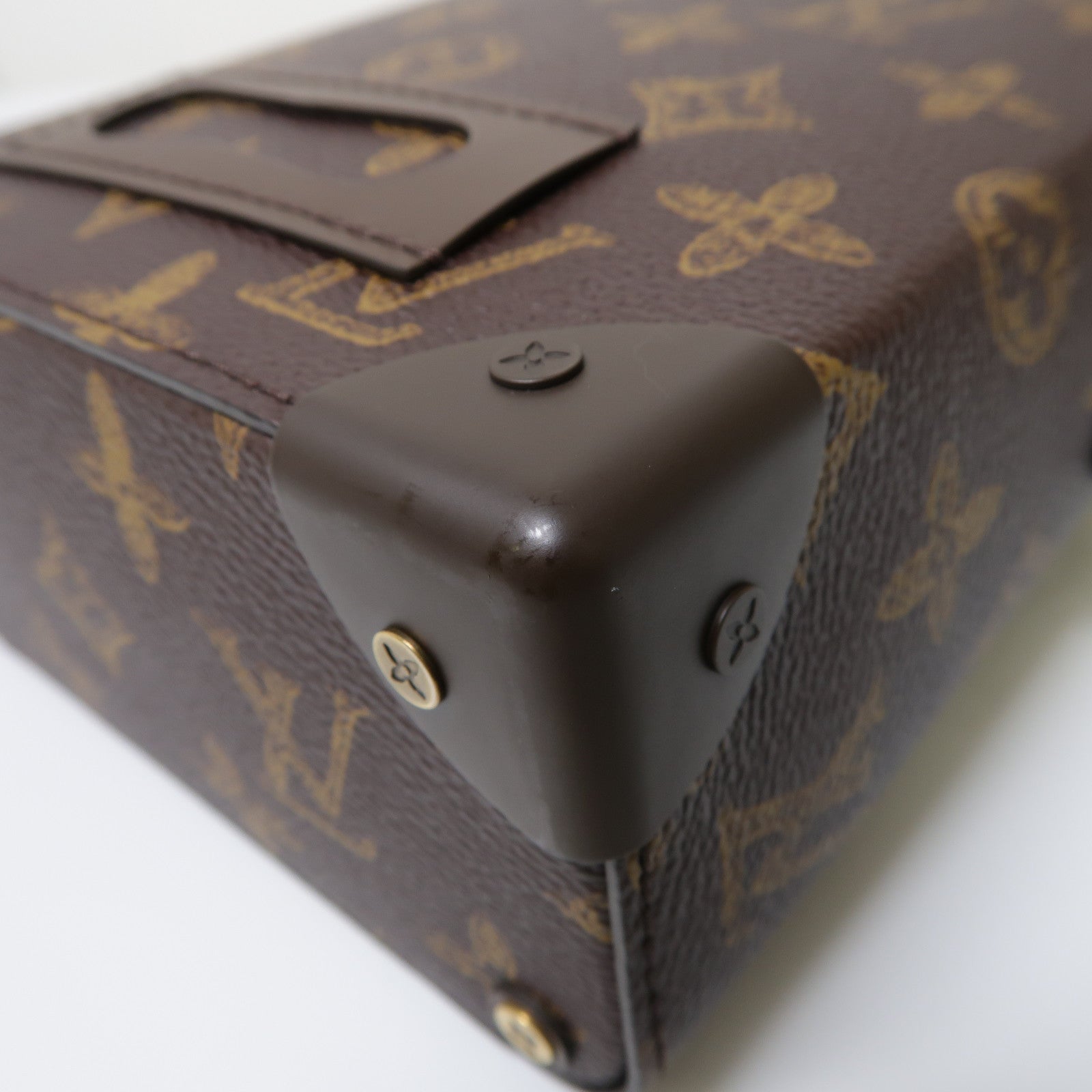 LOUIS VUITTON 【清倉大減價】Monogram Vertical Box Trunk金扣手挽肩背兩用袋啡色/綠色