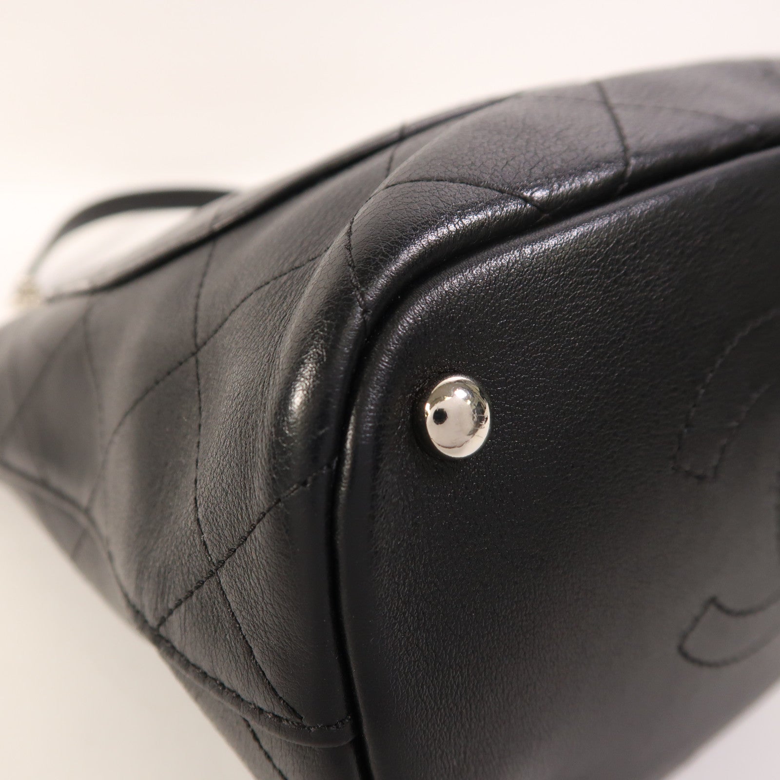 CHANEL 牛皮皮革2 Way Shoulder銀扣手挽肩背兩用袋