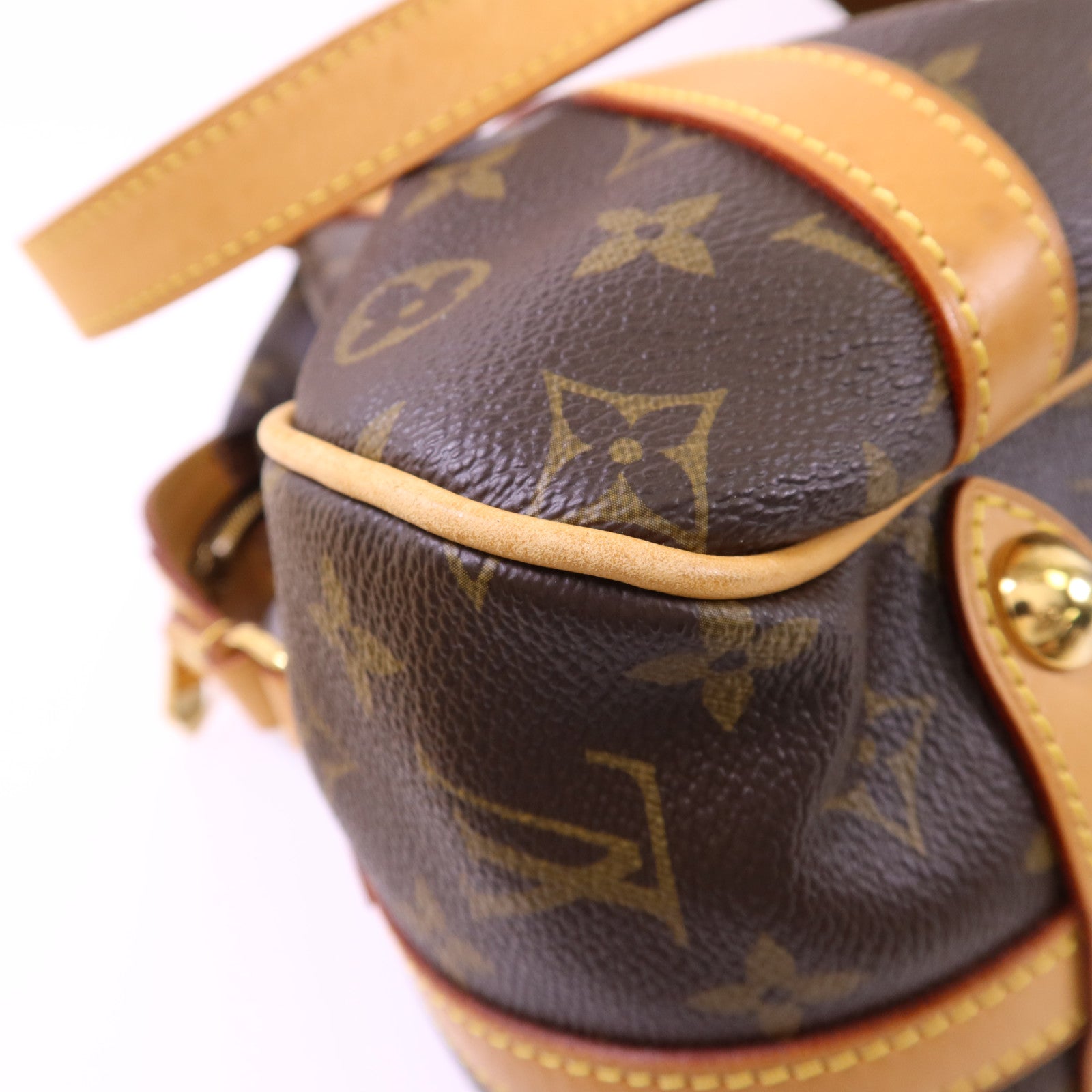 LOUIS VUITTON Monogram Stresa PM金扣肩背袋棕色