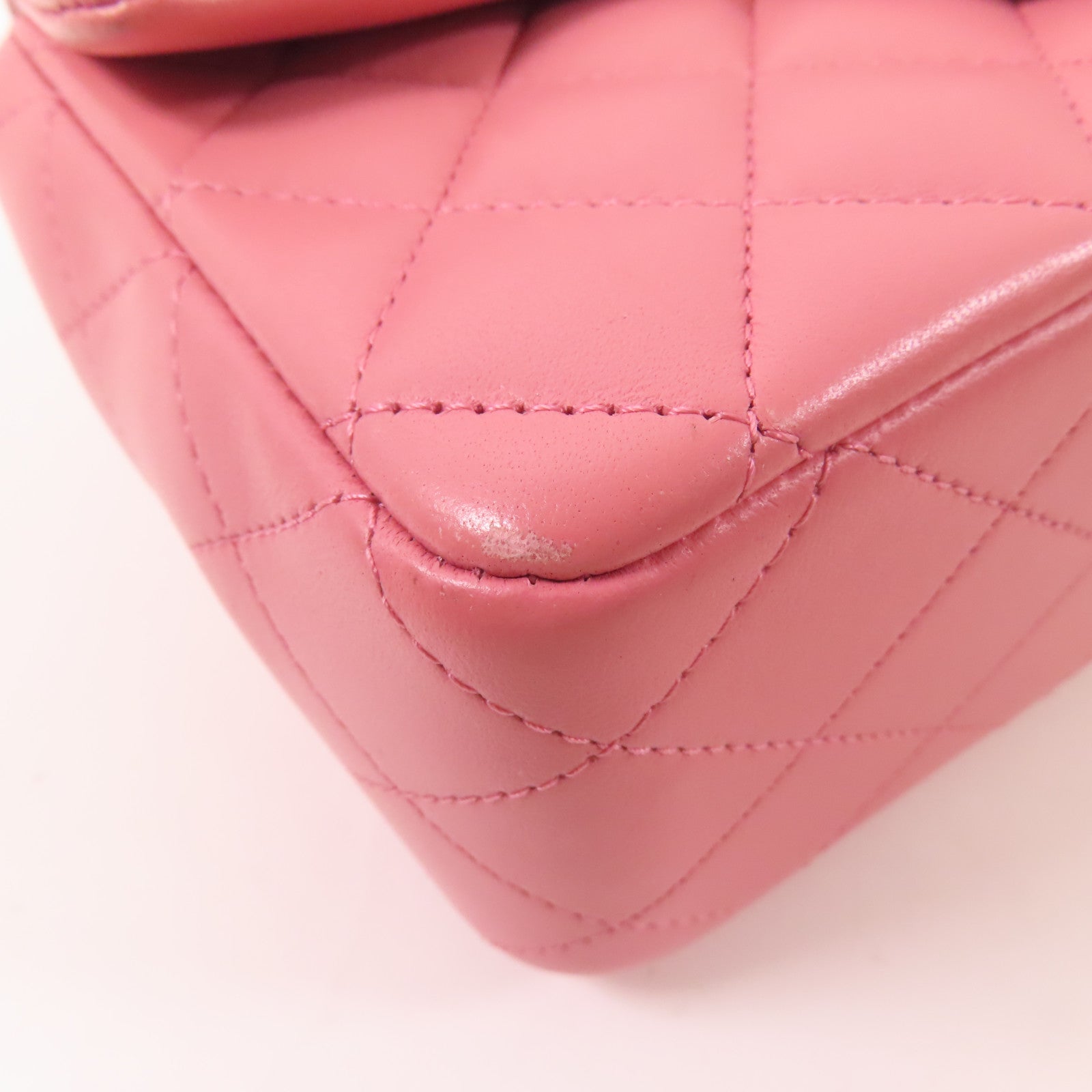 CHANEL 羊皮皮革Mini 20 With Handle銀扣手挽肩背兩用袋