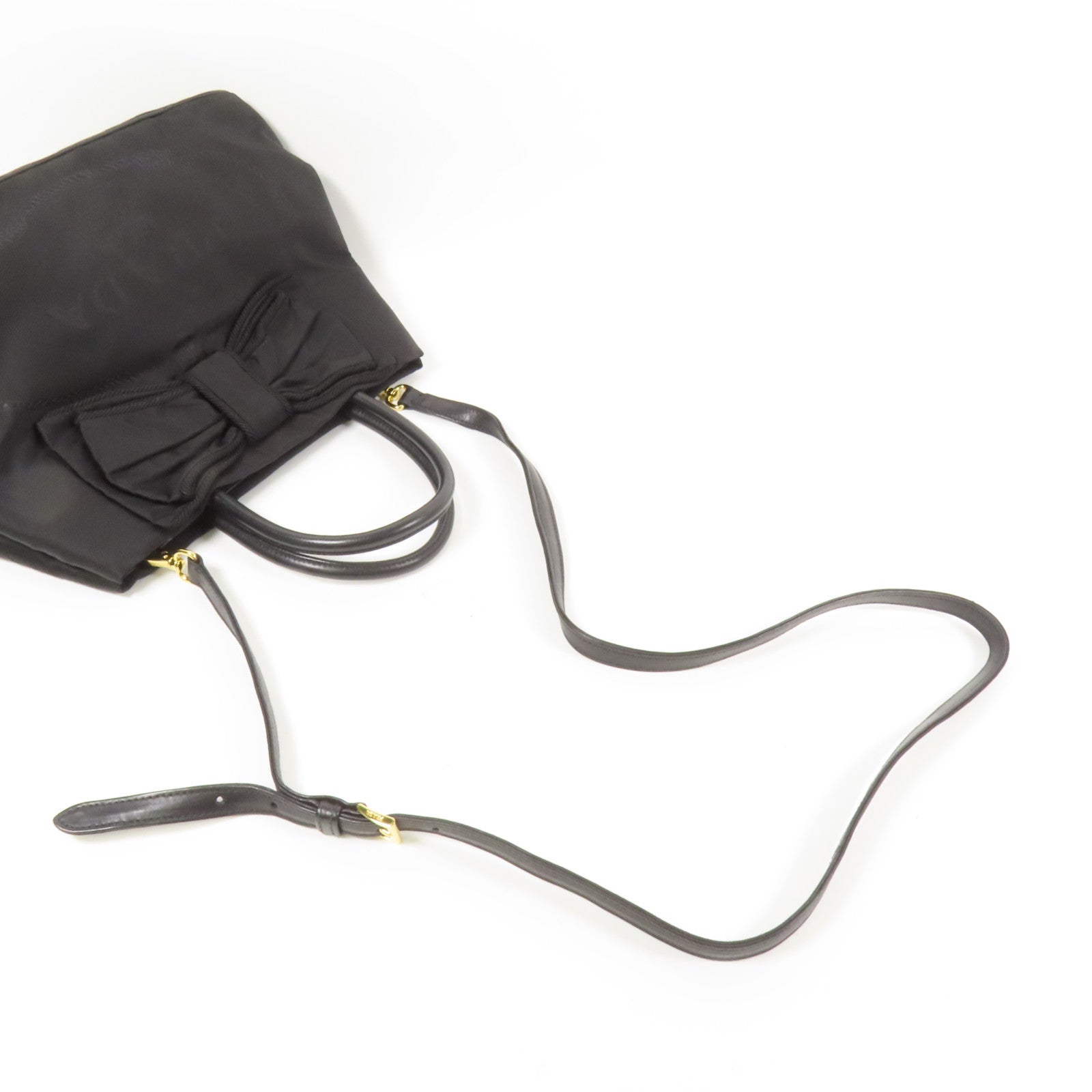 PRADA 尼龍Ribbon Motif金扣手挽肩背兩用袋