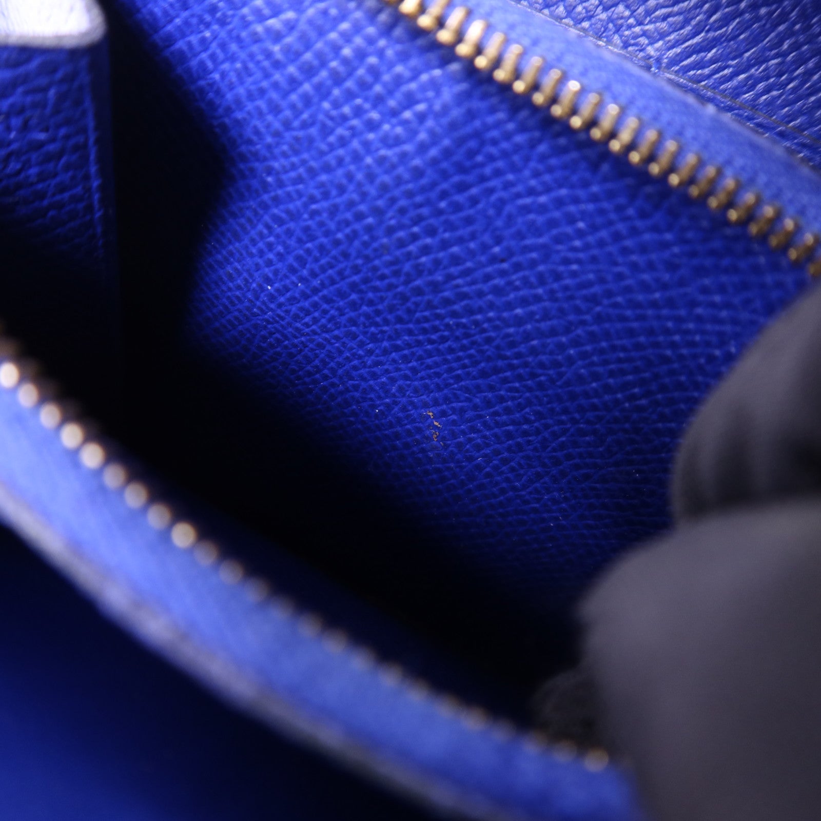 HERMES Epsom皮革Constance金扣錢包Bleu Electrique