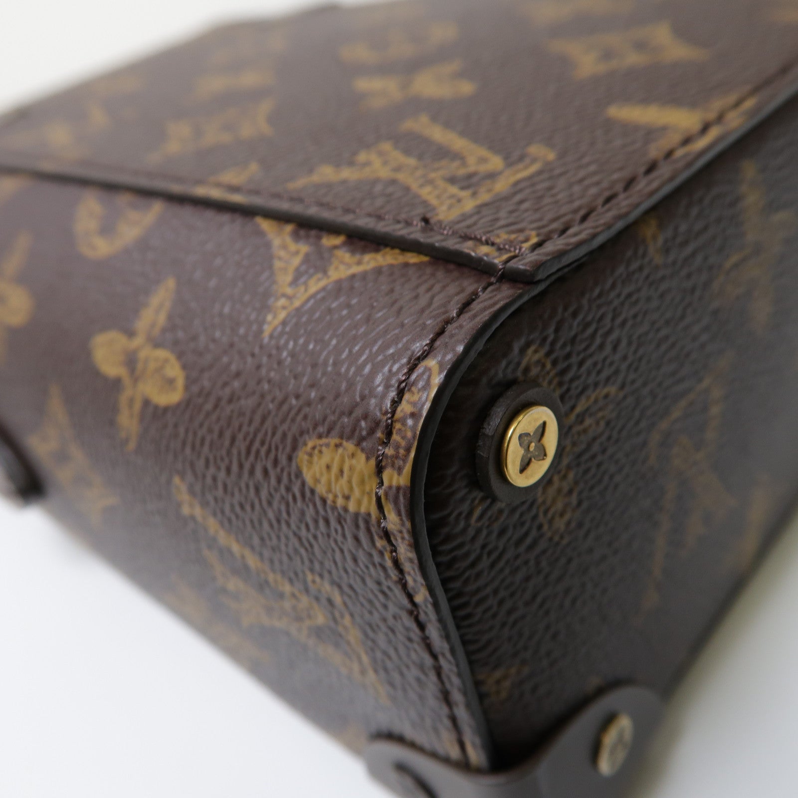 LOUIS VUITTON 【清倉大減價】Monogram Vertical Box Trunk金扣手挽肩背兩用袋啡色/綠色