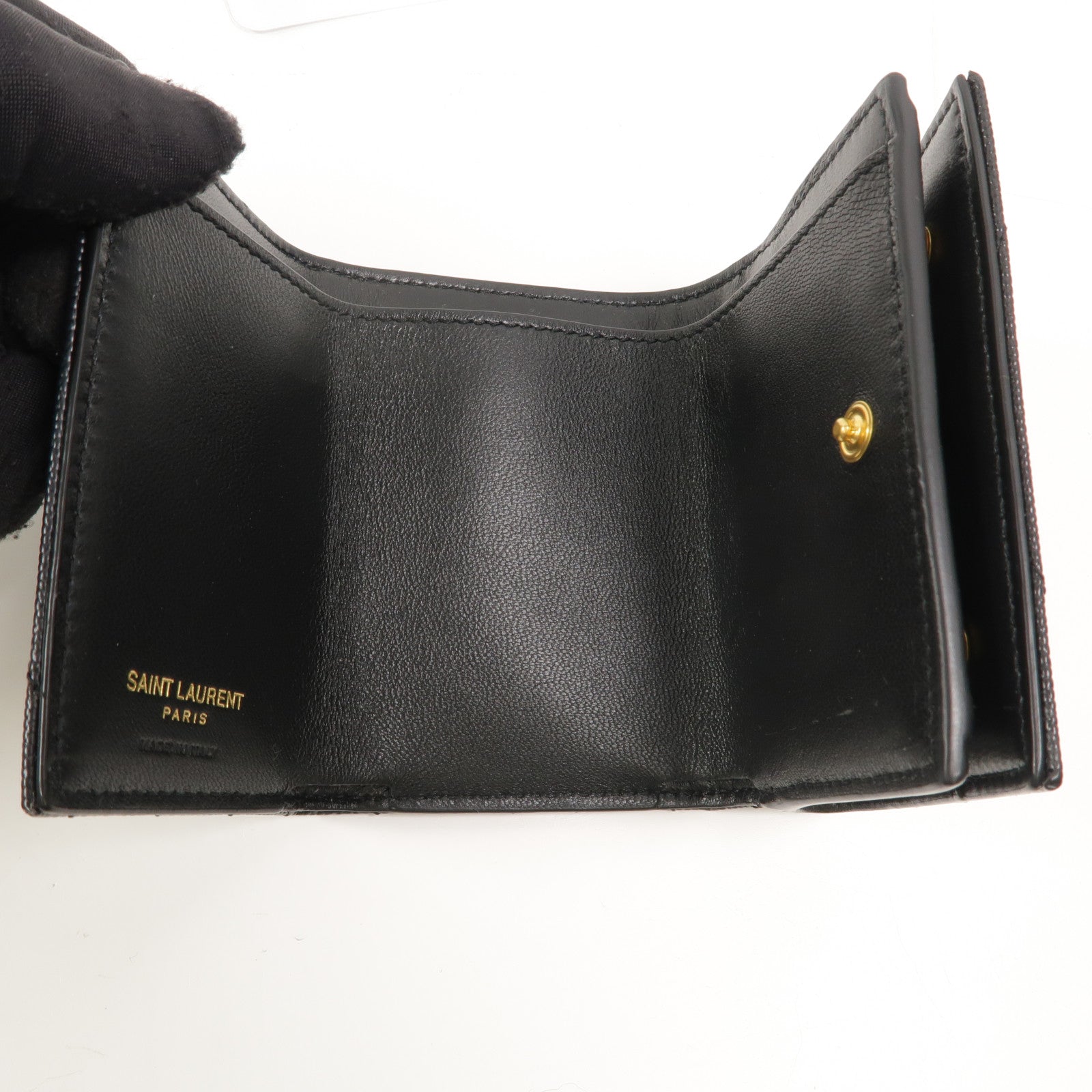 SAINT LAURENT 牛皮皮革Cassandre Matelasse Origami Tiny Wallet錢包