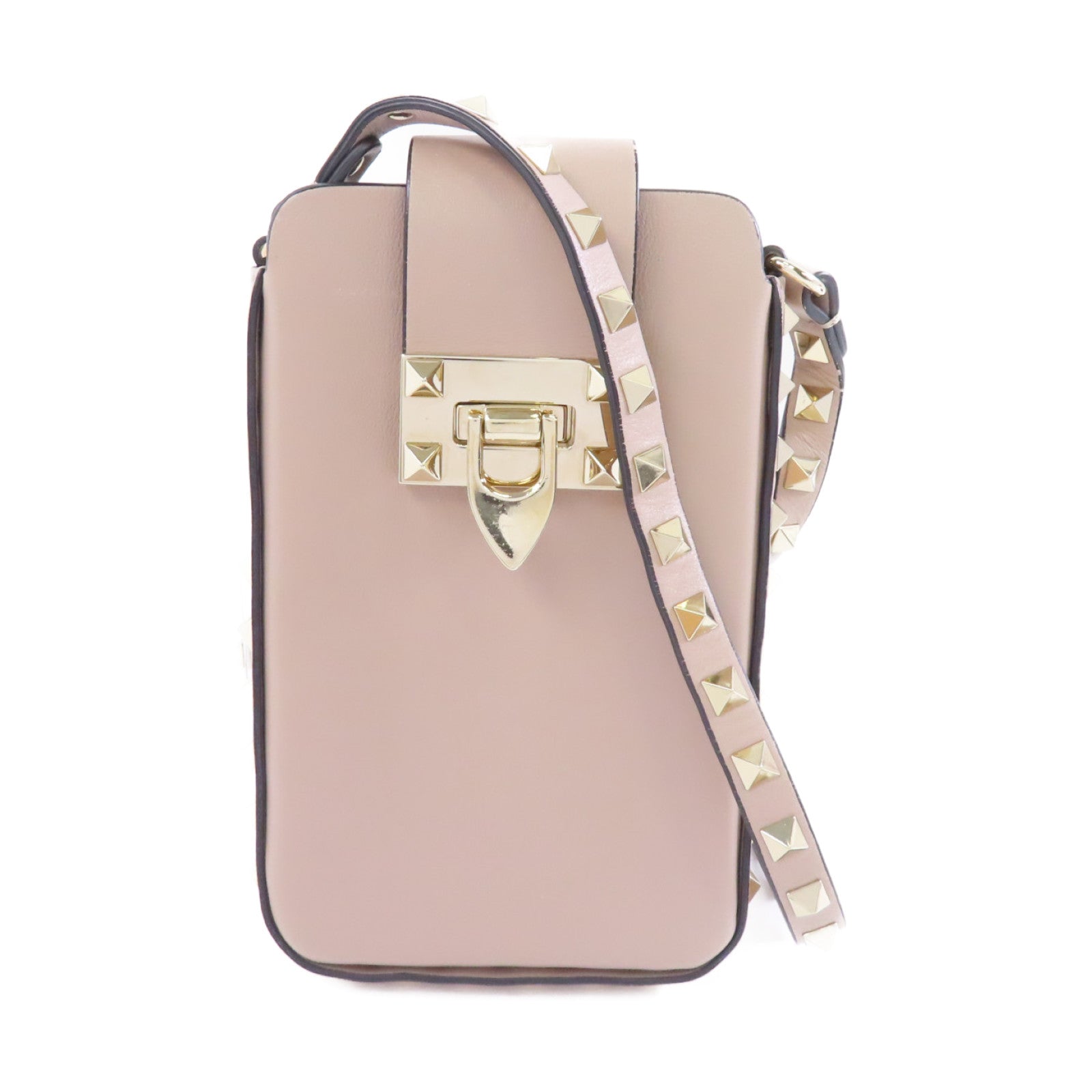 Valentino 【激減優惠】牛皮皮革Garavani Rockstud金扣肩背袋粉紅色