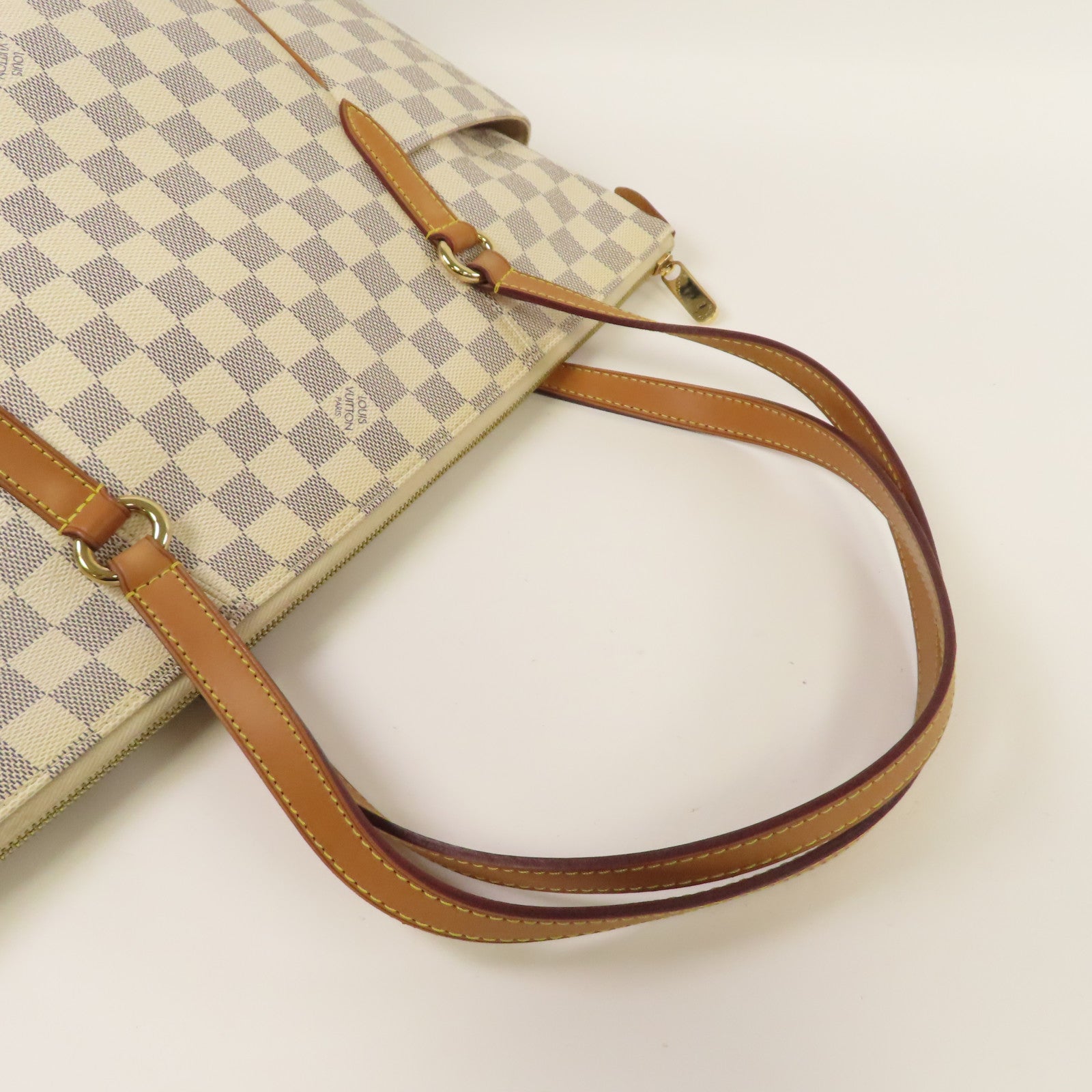 LOUIS VUITTON Damier Azur Totally MM金扣肩背袋白色