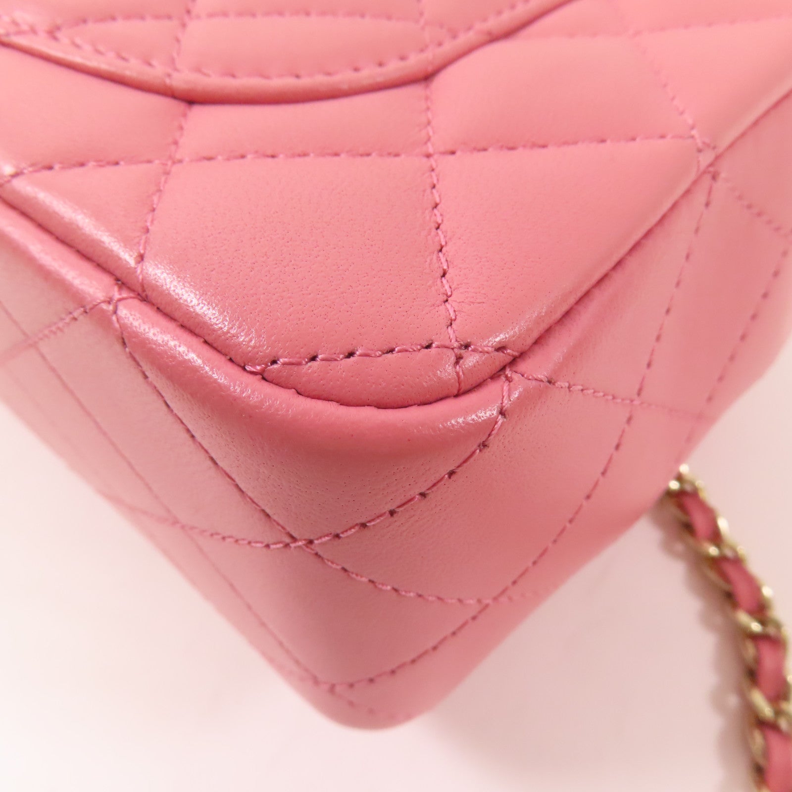 CHANEL 羊皮皮革Mini 20 With Handle銀扣手挽肩背兩用袋