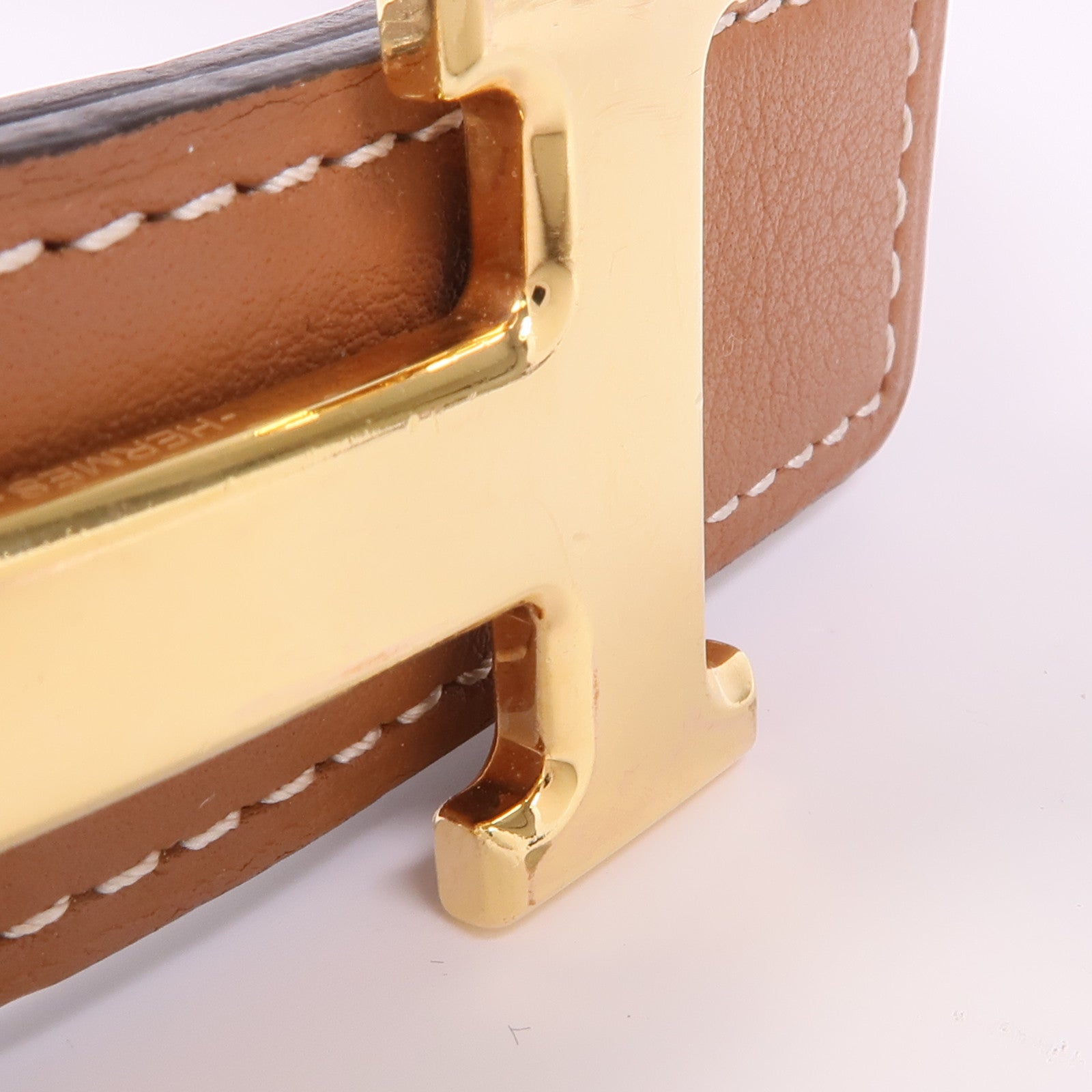 HERMES Swift/Epsom皮革Belt 80cm金扣皮帶Gold/Rough H