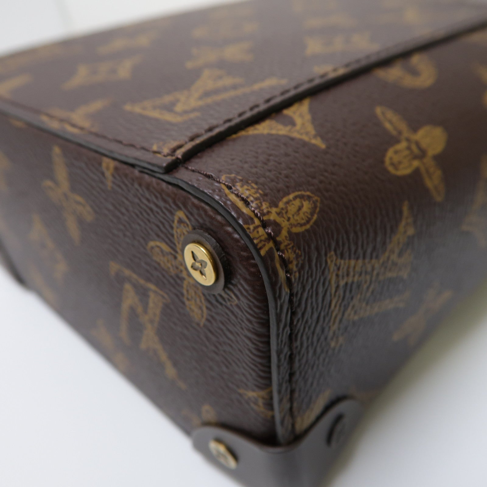 LOUIS VUITTON 【清倉大減價】Monogram Vertical Box Trunk金扣手挽肩背兩用袋啡色/綠色