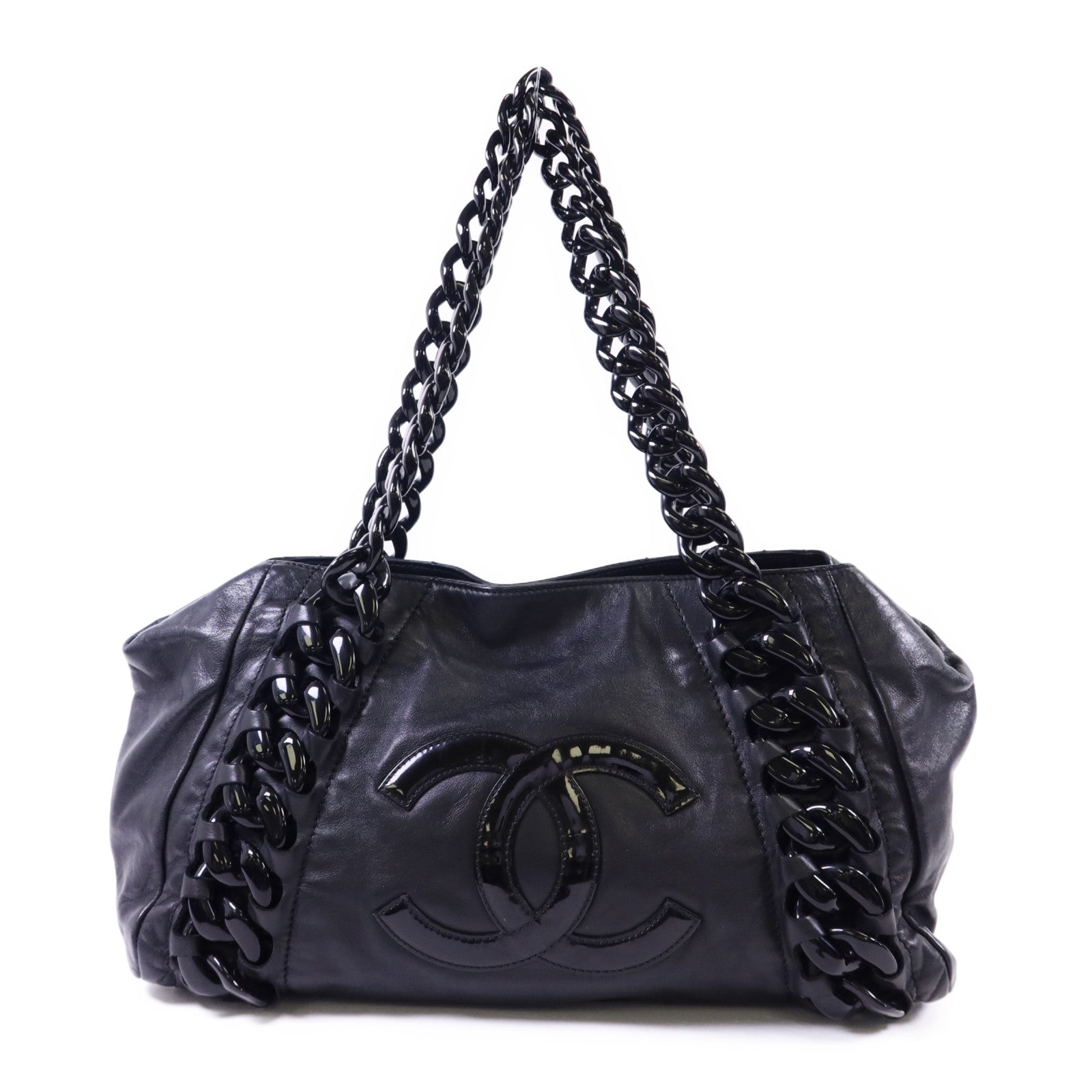 CHANEL 牛皮皮革Modern Chain Rhodoid East West Tote銀扣手挽袋