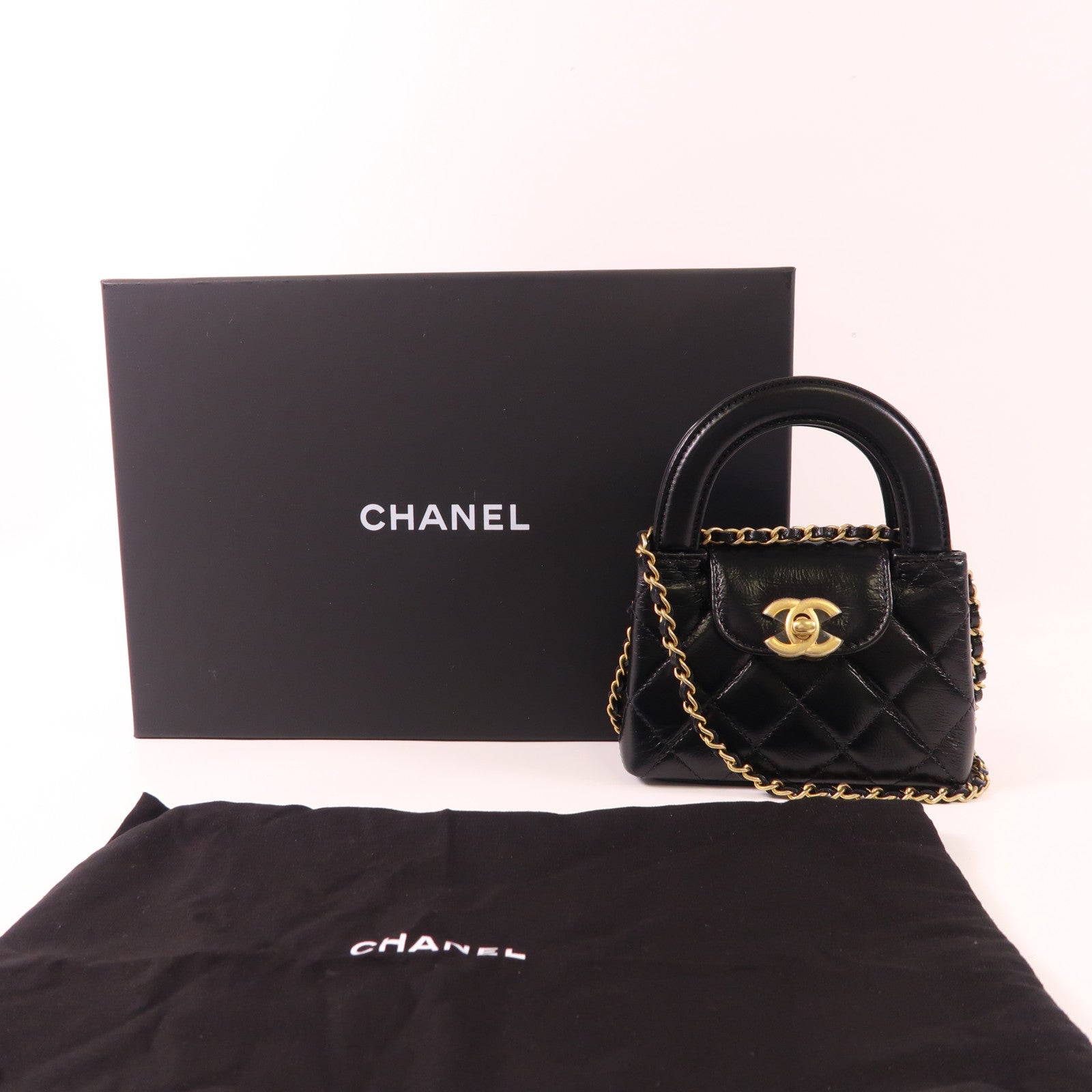 CHANEL【激減優惠】 牛皮皮革Kelly Nano金扣手挽肩背兩用袋