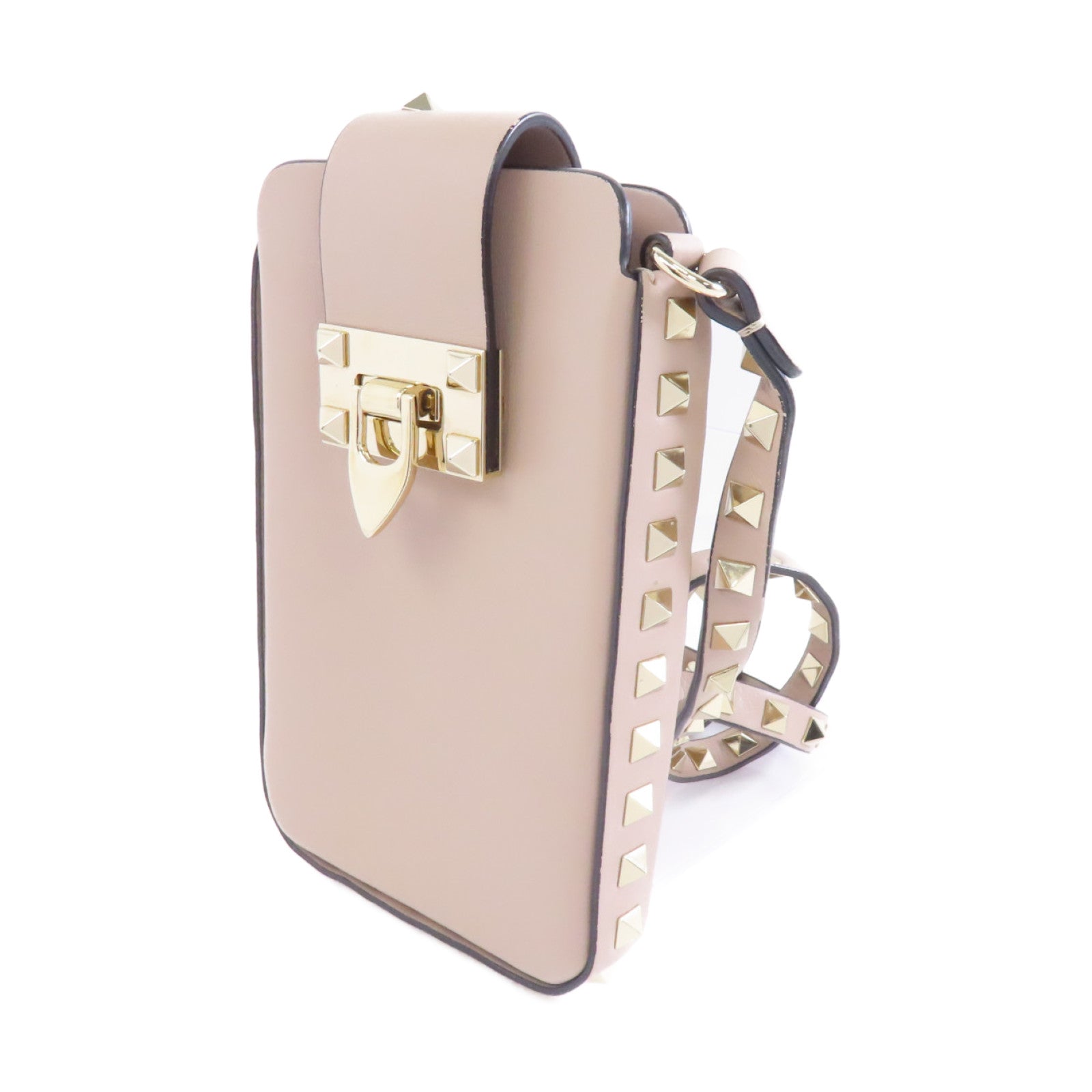 Valentino 【激減優惠】牛皮皮革Garavani Rockstud金扣肩背袋粉紅色