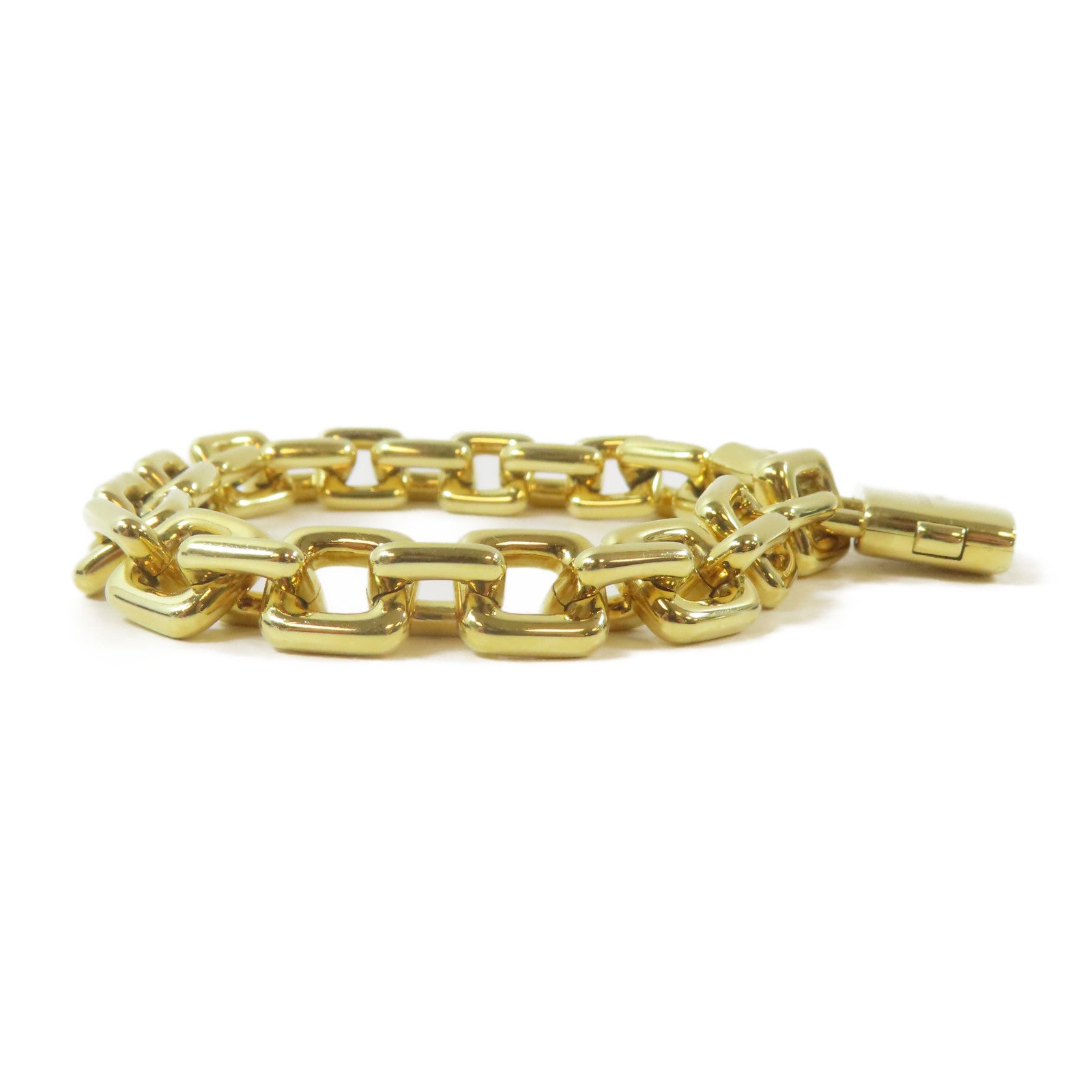 LOUIS VUITTON 18K黃金Padlock Charm Bracelet手鏈#16.5cm
