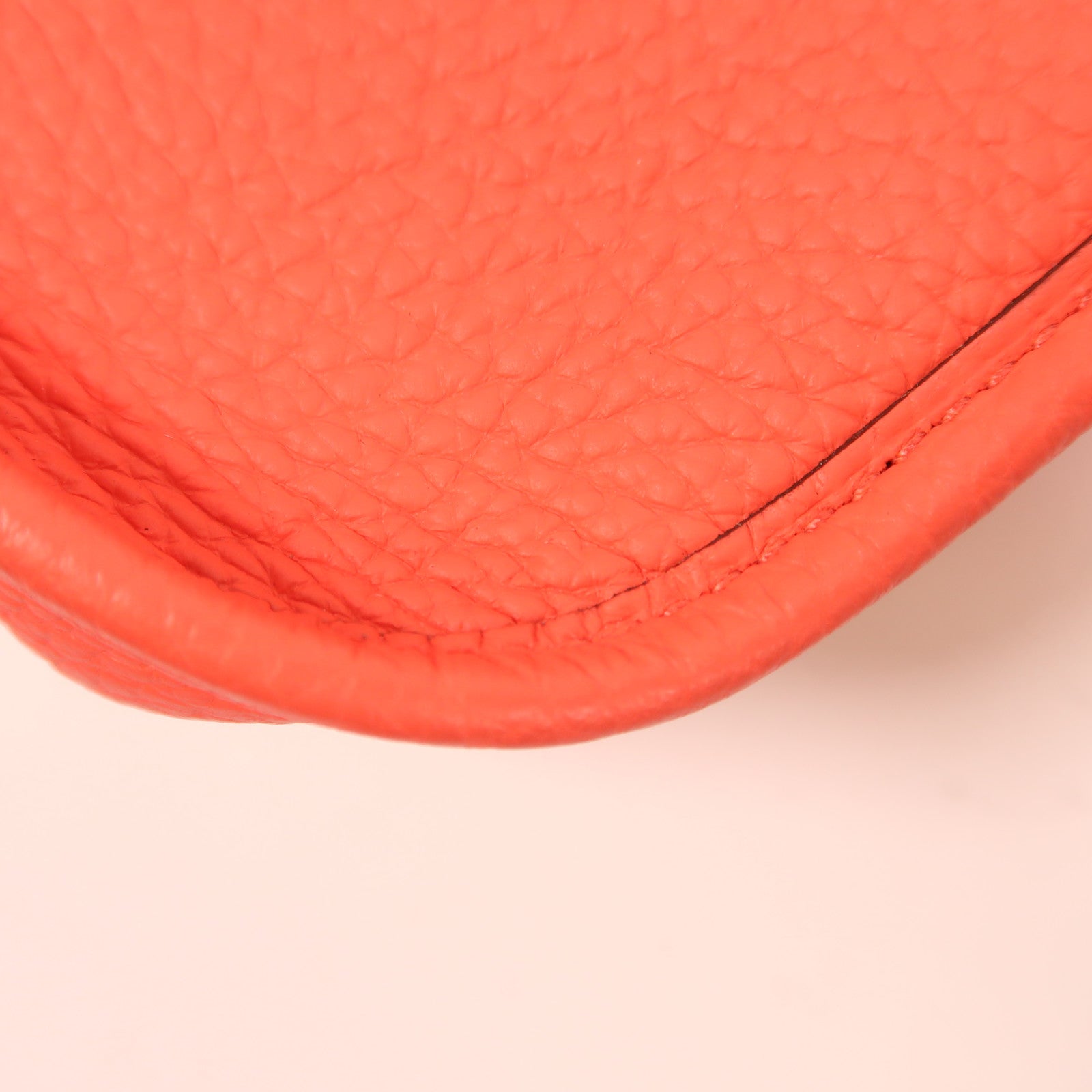 HERMES Clemence皮革Evelyne TPM銀扣肩背袋Rose Texas