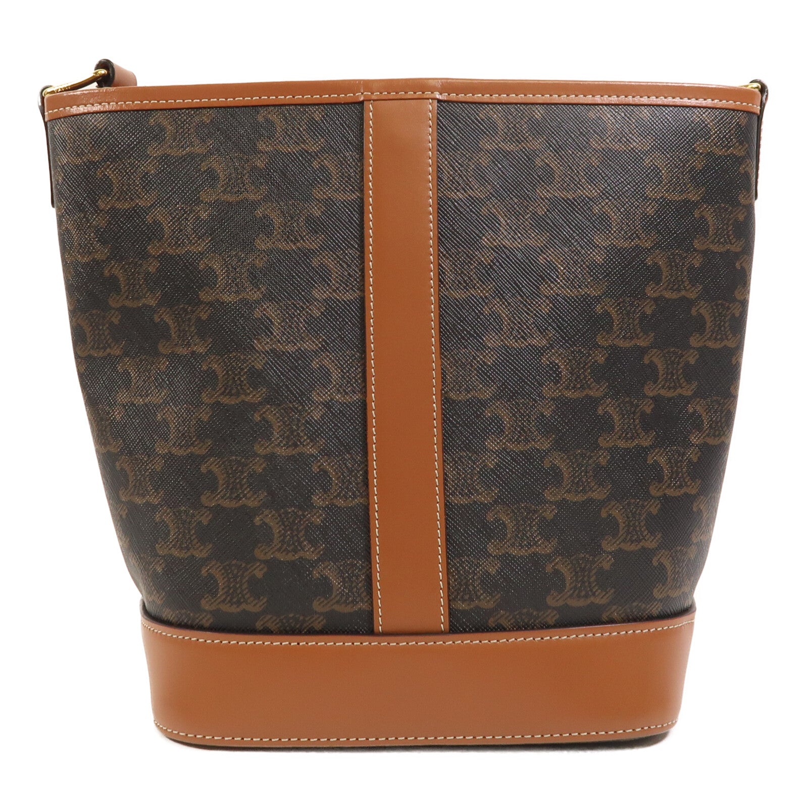 CELINE 塗層帆布Triomphe Bucket金扣肩背袋
