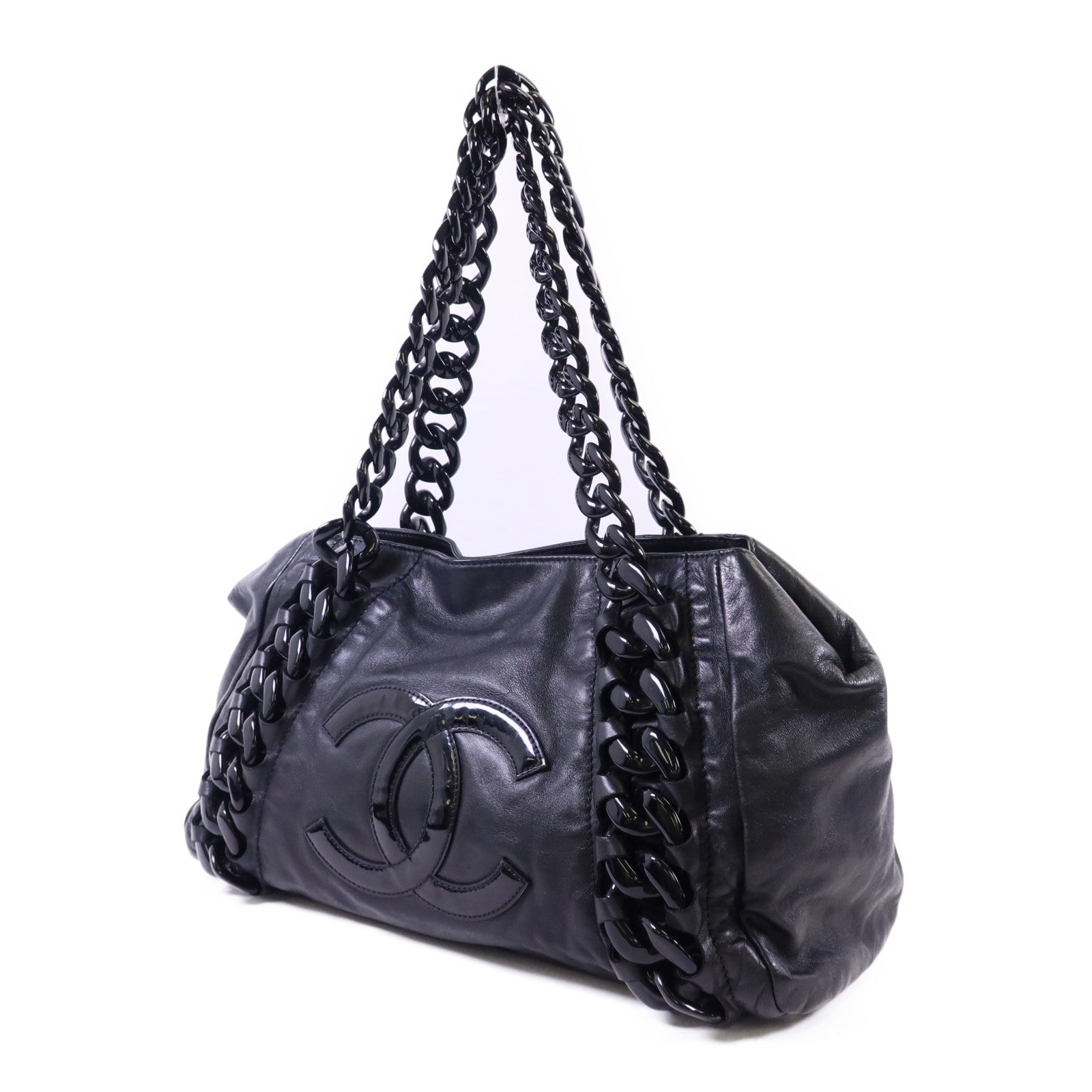 CHANEL 牛皮皮革Modern Chain Rhodoid East West Tote銀扣手挽袋