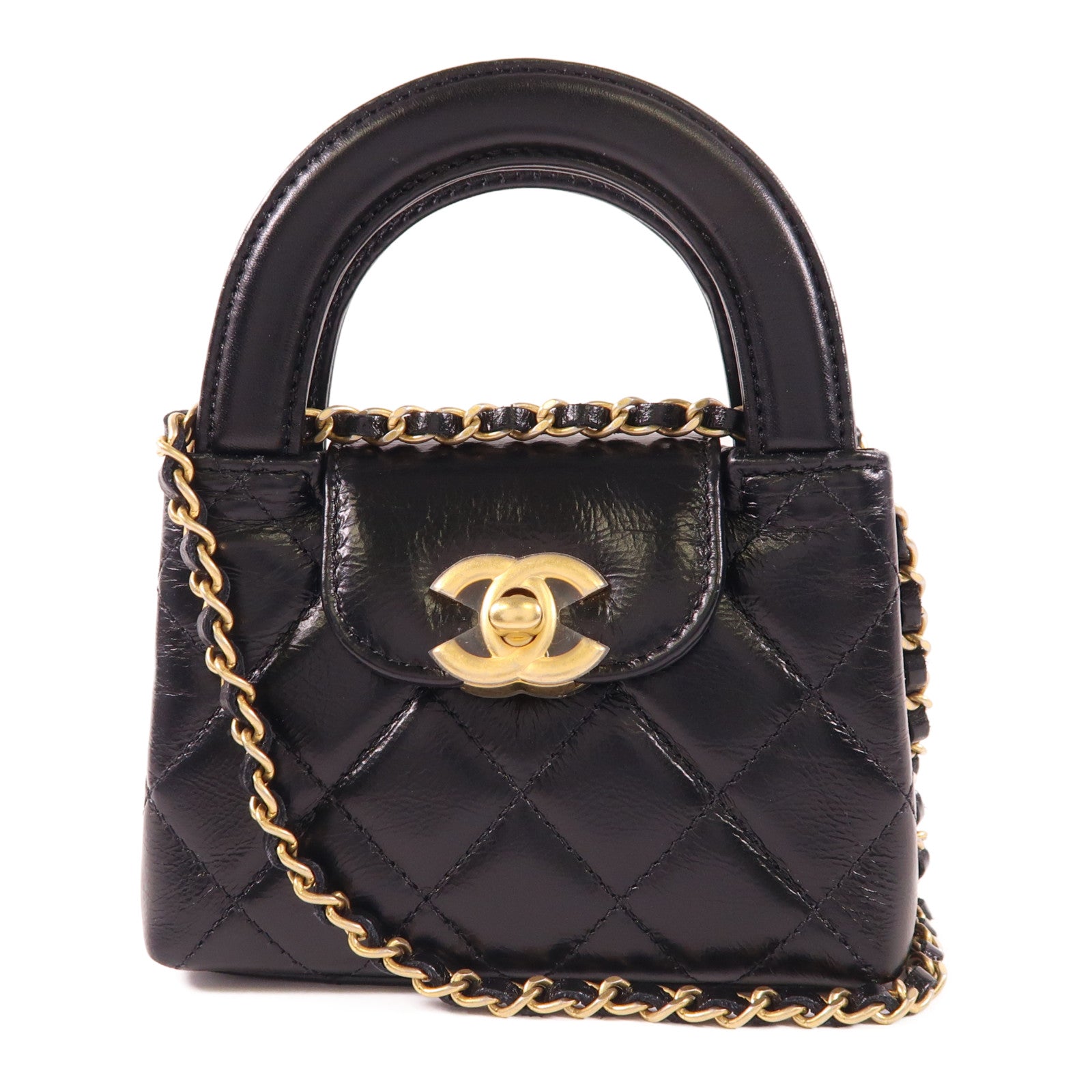 CHANEL【激減優惠】 牛皮皮革Kelly Nano金扣手挽肩背兩用袋