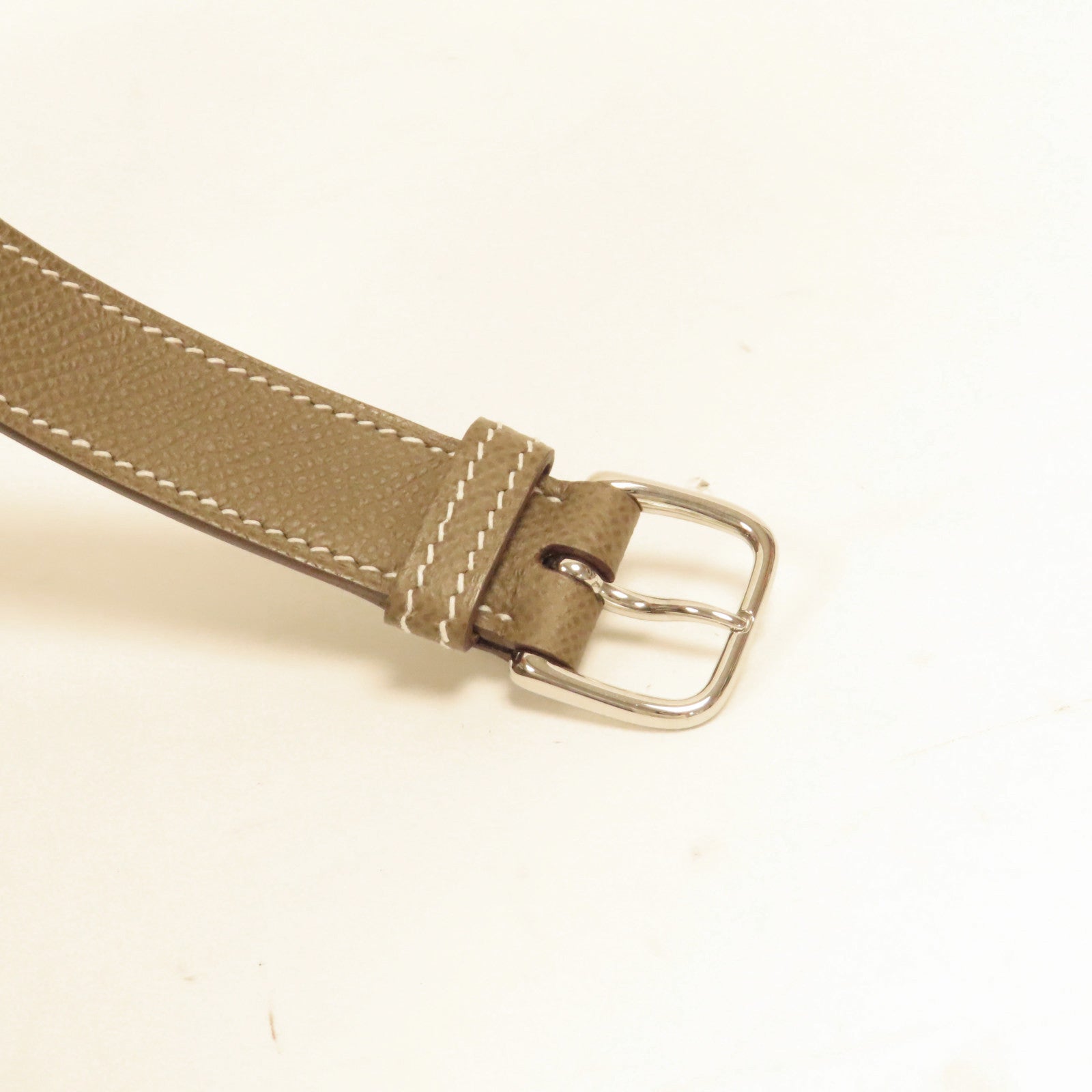 HERMES Epsom皮革Della Cavalleria Mini銀扣肩背袋Etoupe大象灰色
