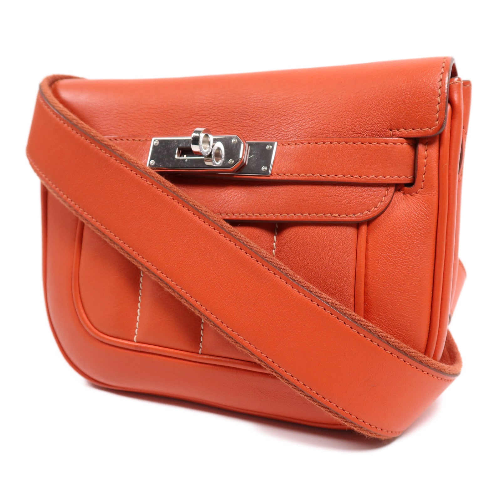 HERMES 【激減優惠】Swift皮革Berline 21 Mini銀扣肩背袋Rouge Casaque