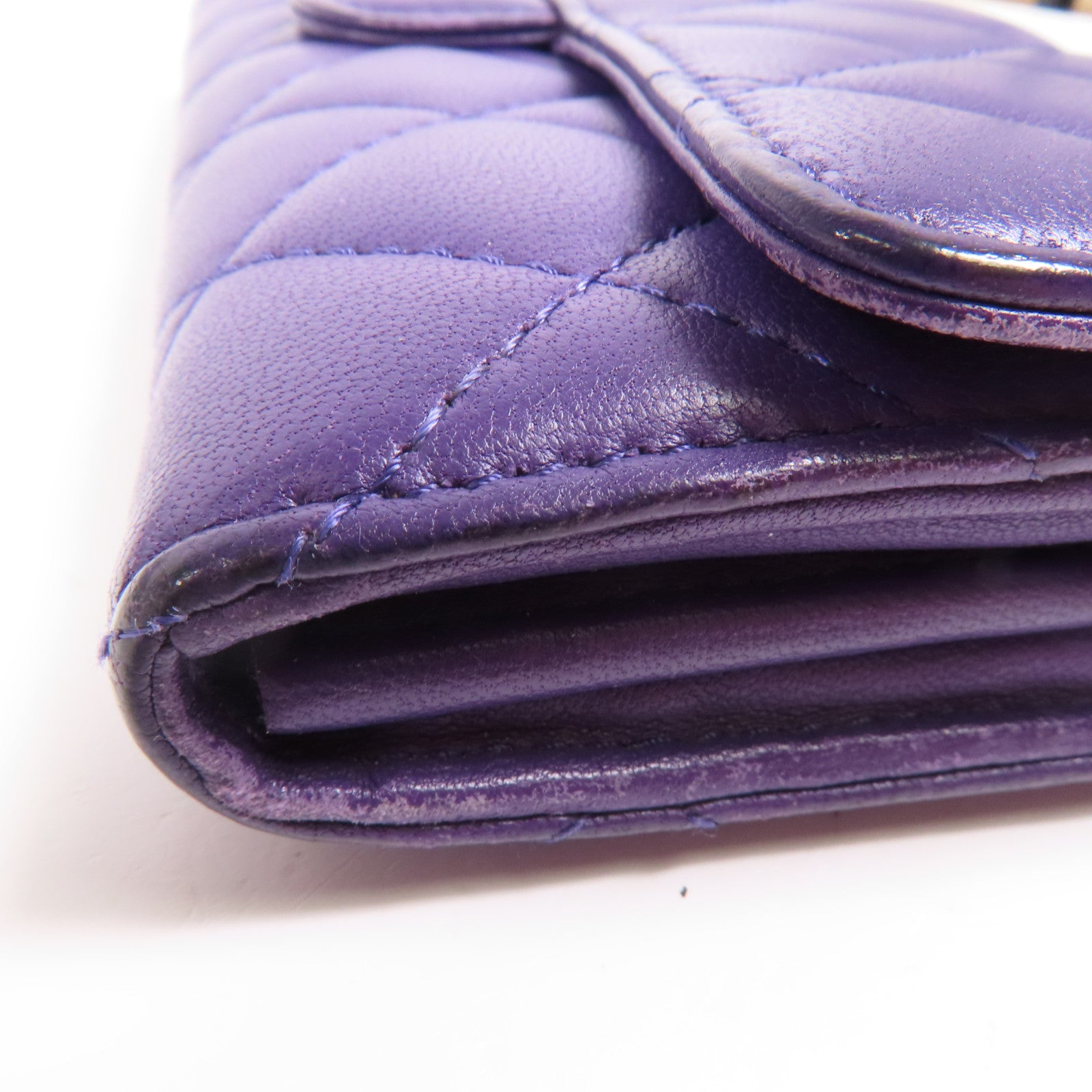 CHANEL 羊皮皮革Long Wallet銀扣長錢包