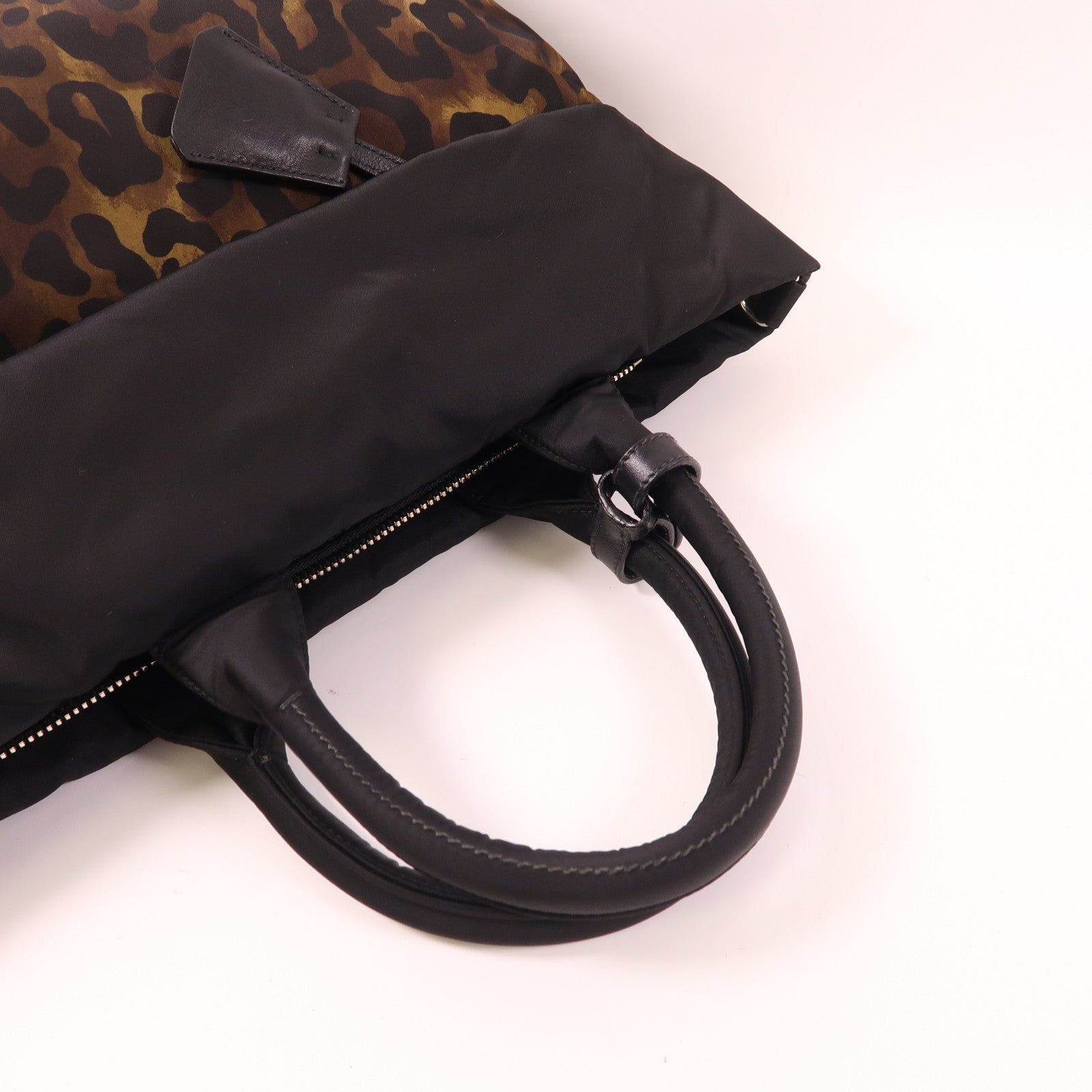 PRADA SHW 2 Way Shoulder Bag Nylon/Canvas Black Brown