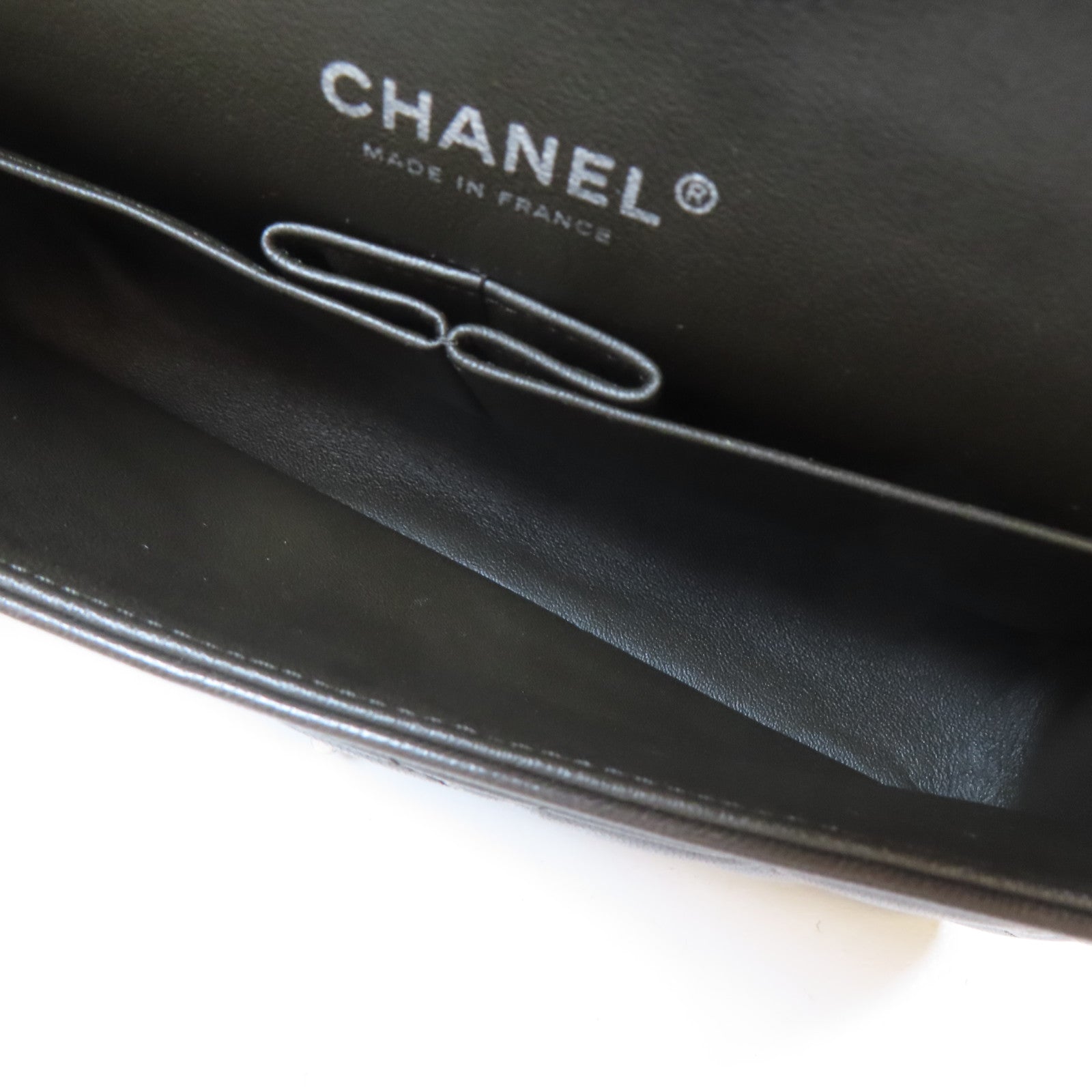 CHANEL 【激減優惠】菱格羊皮皮革Classic Double Flap Bag銀扣鏈帶肩背袋黑色/啡紅色