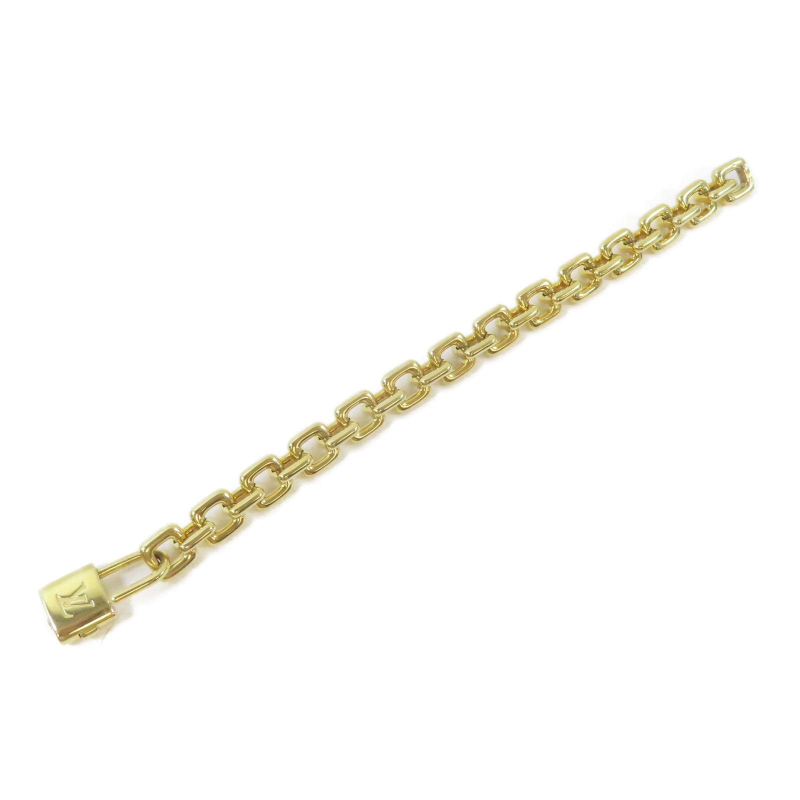 LOUIS VUITTON 18K黃金Padlock Charm Bracelet手鏈#16.5cm